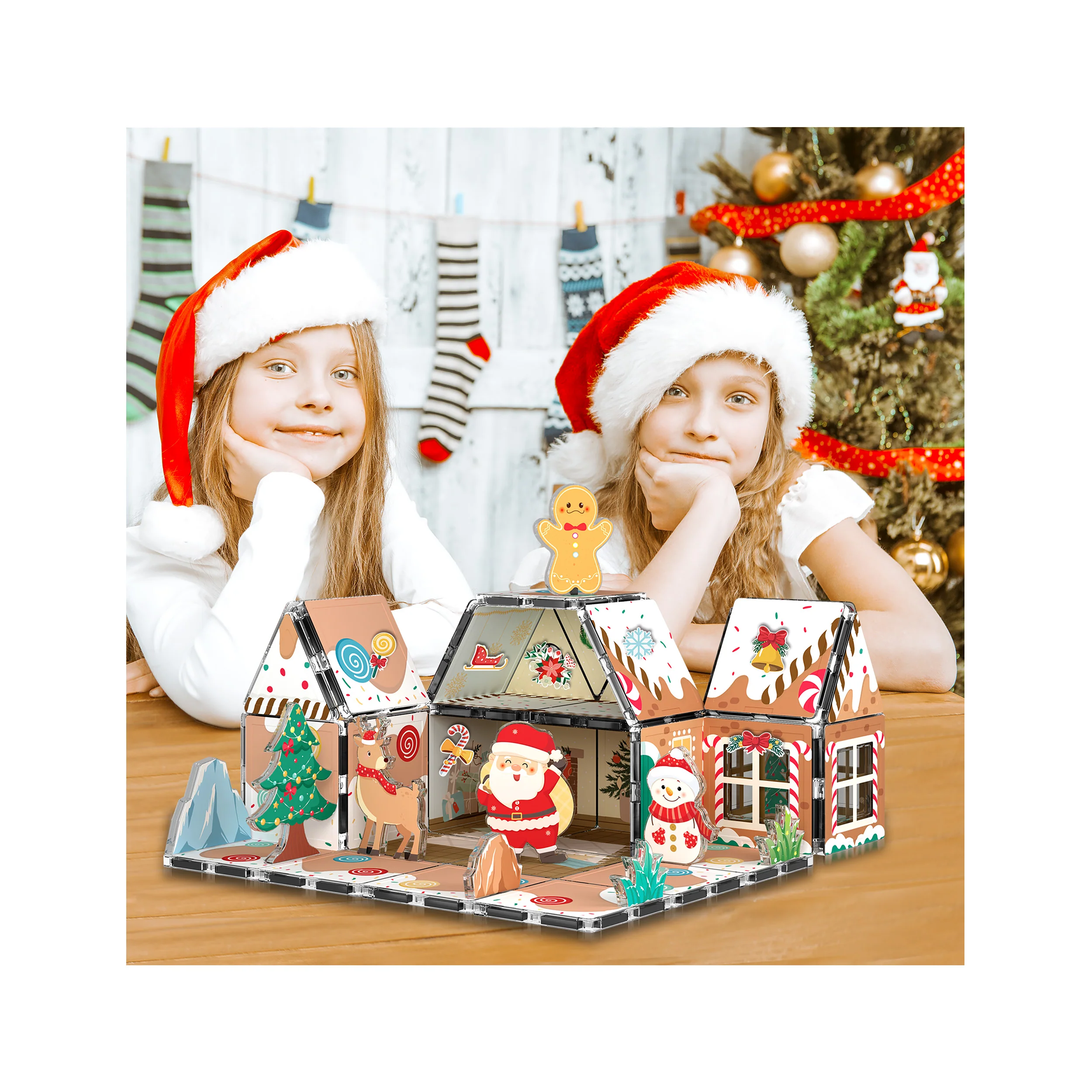 PicassoTiles Magnetic Tile Gingerbread House Holiday Set - Image 2