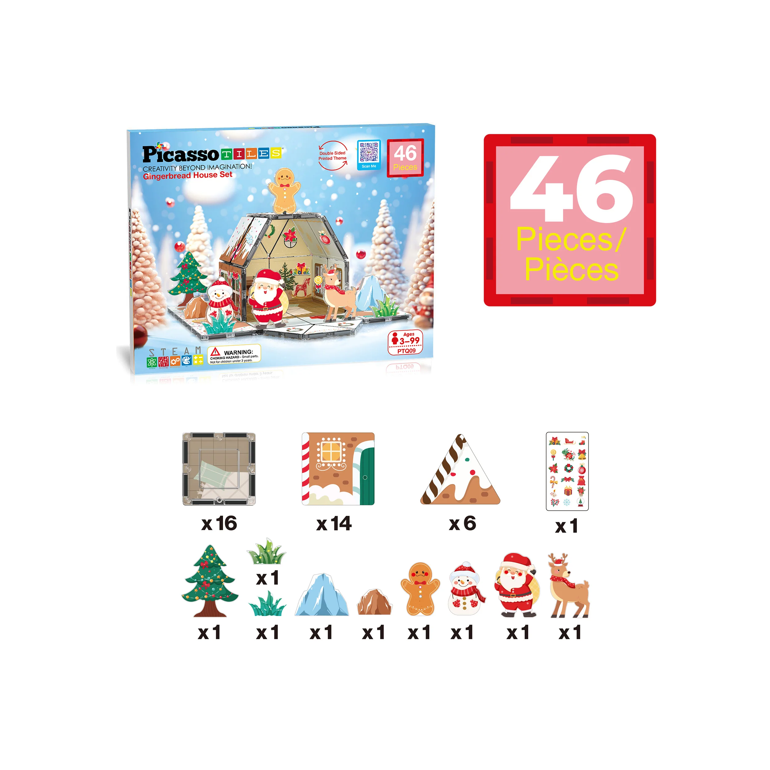 PicassoTiles Magnetic Tile Gingerbread House Holiday Set - Image 3