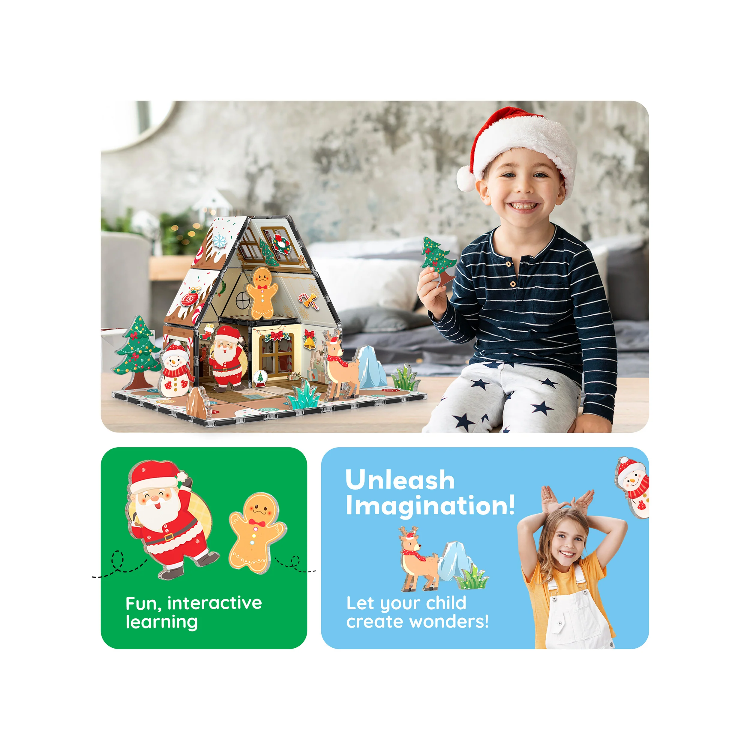 PicassoTiles Magnetic Tile Gingerbread House Holiday Set - Image 5