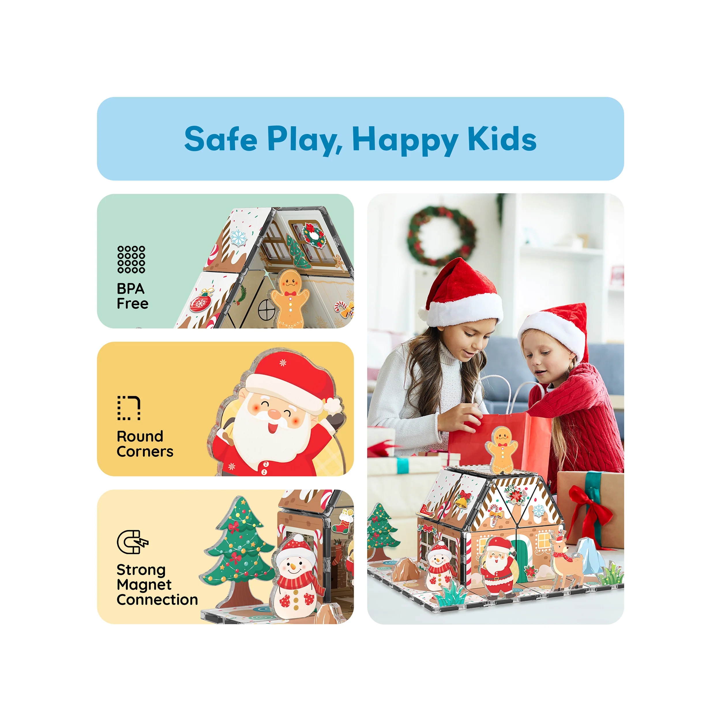 PicassoTiles Magnetic Tile Gingerbread House Holiday Set - Image 6
