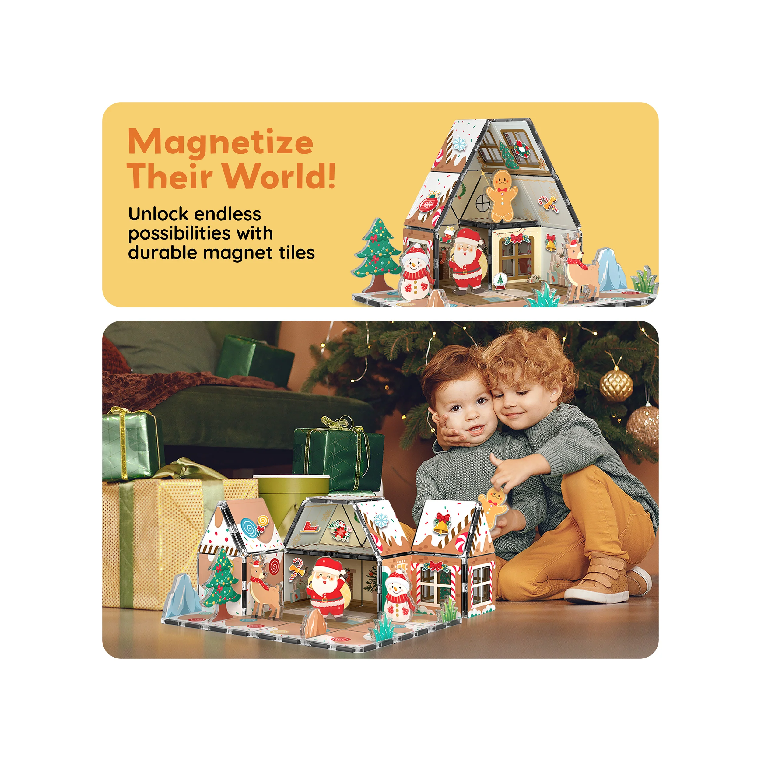 PicassoTiles Magnetic Tile Gingerbread House Holiday Set - Image 7