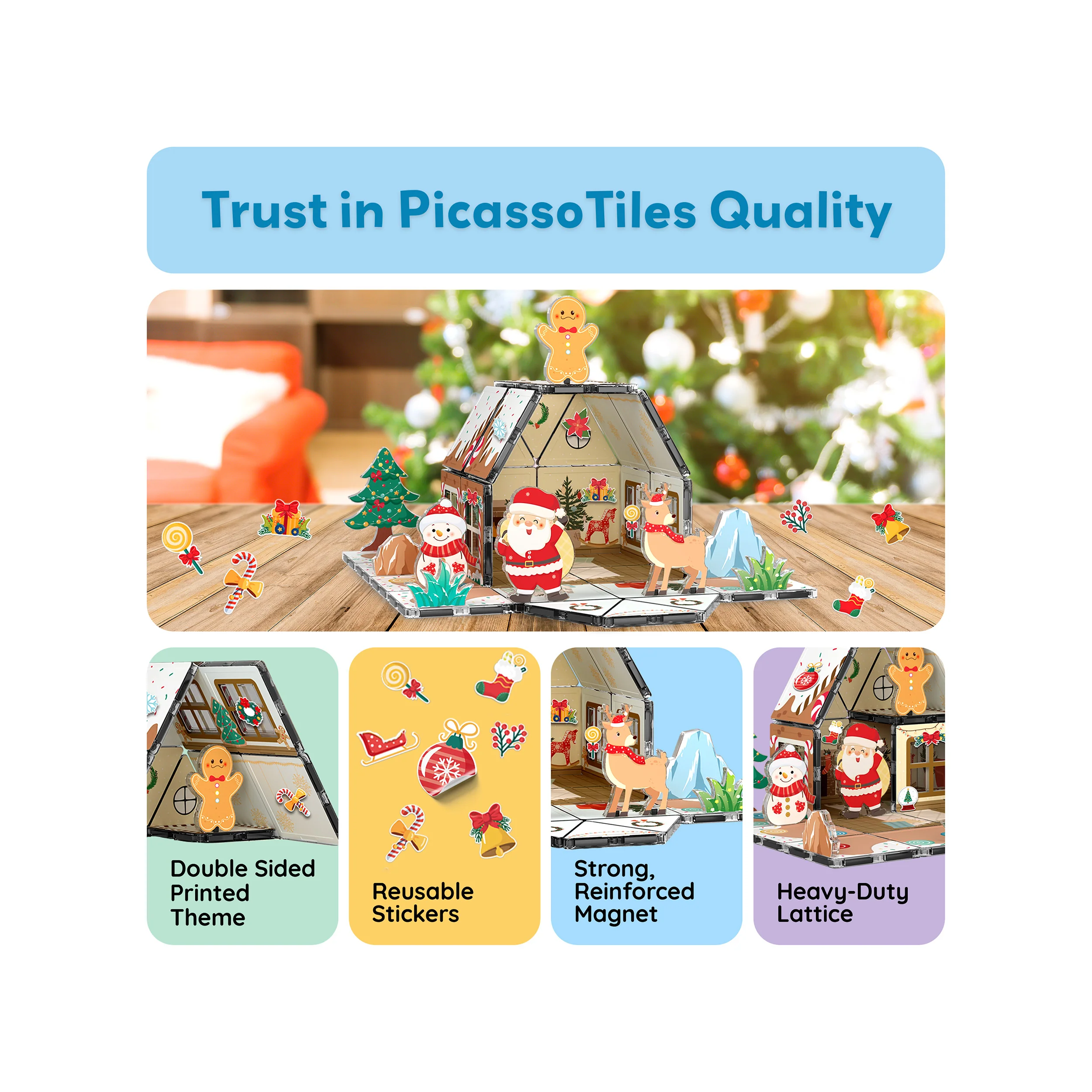 PicassoTiles Magnetic Tile Gingerbread House Holiday Set - Image 8