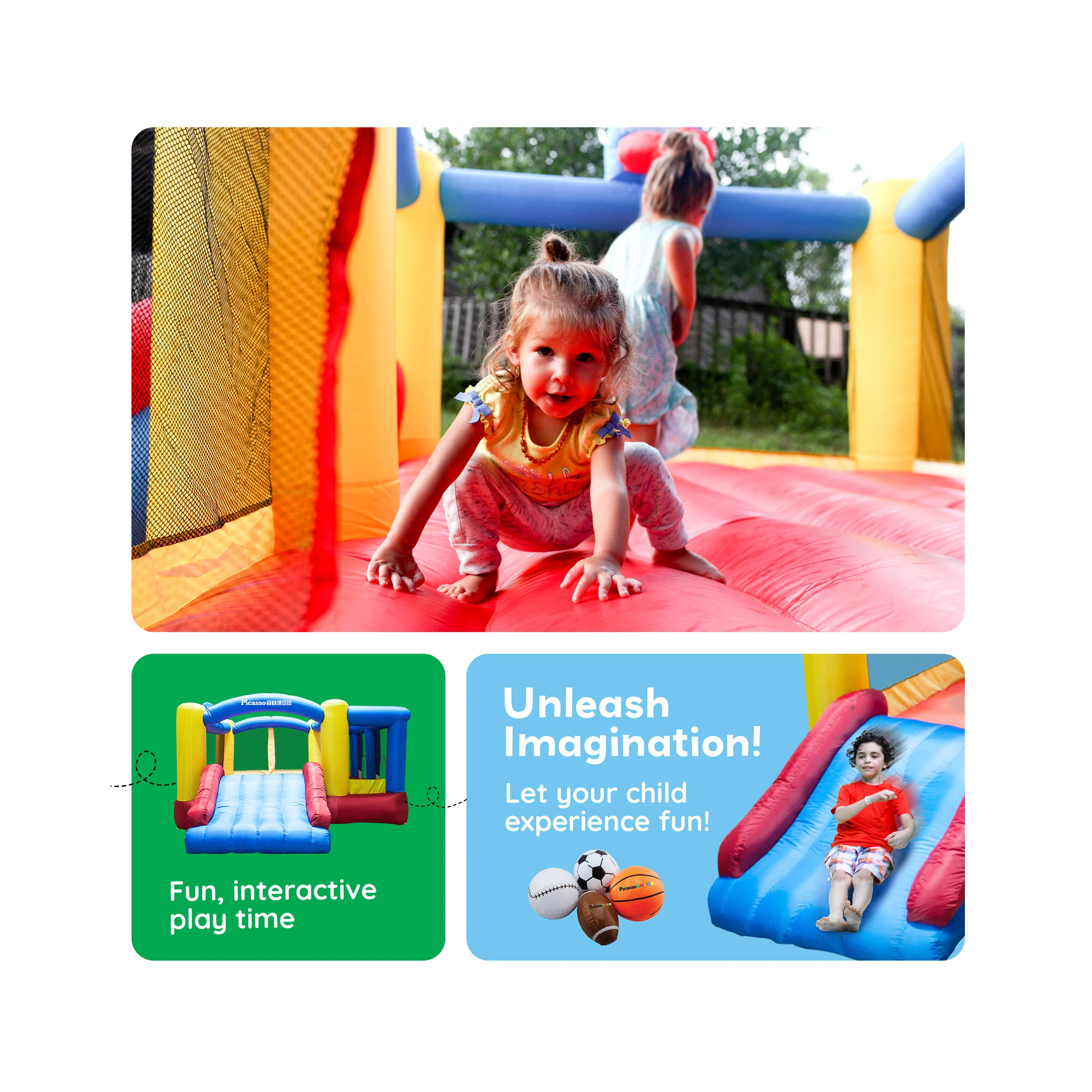 PicassoTiles Inflatable Jump Slide Dunk Bounce House - Image 4