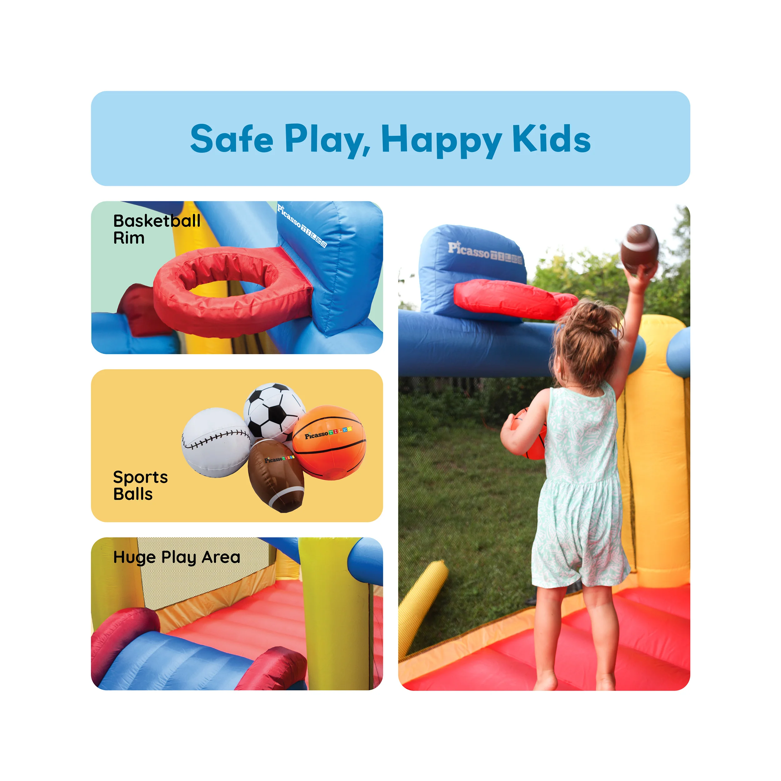 PicassoTiles Inflatable Jump Slide Dunk Bounce House - Image 5