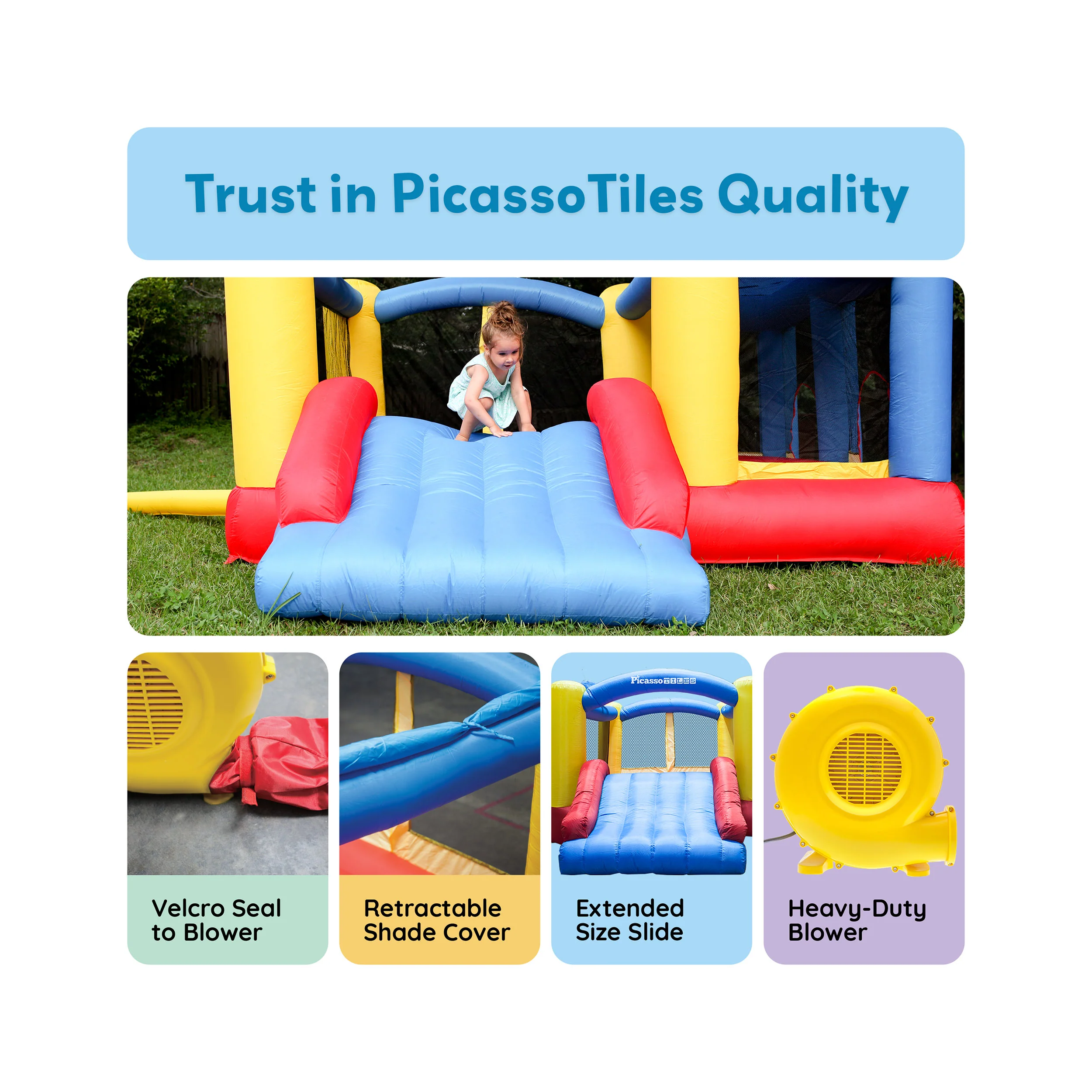 PicassoTiles Inflatable Jump Slide Dunk Bounce House - Image 7