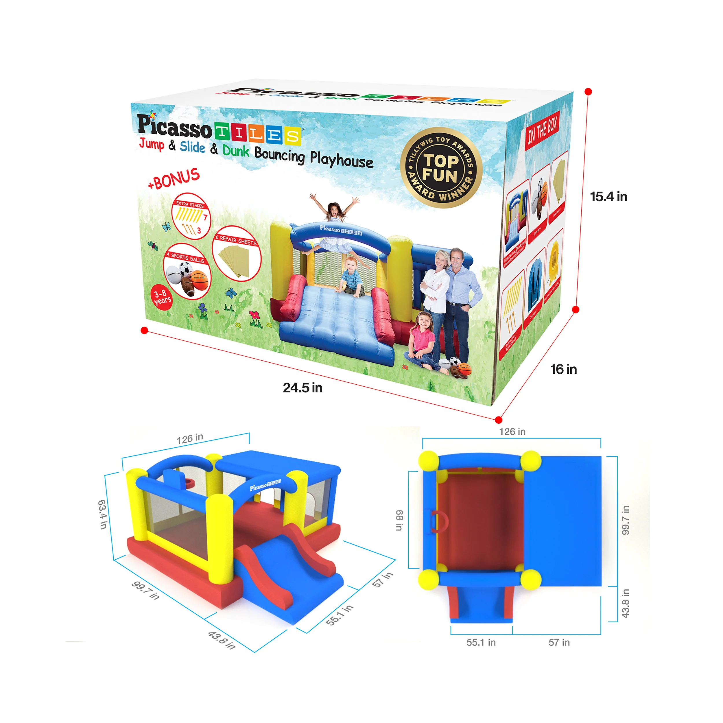 PicassoTiles Inflatable Jump Slide Dunk Bounce House - Image 8