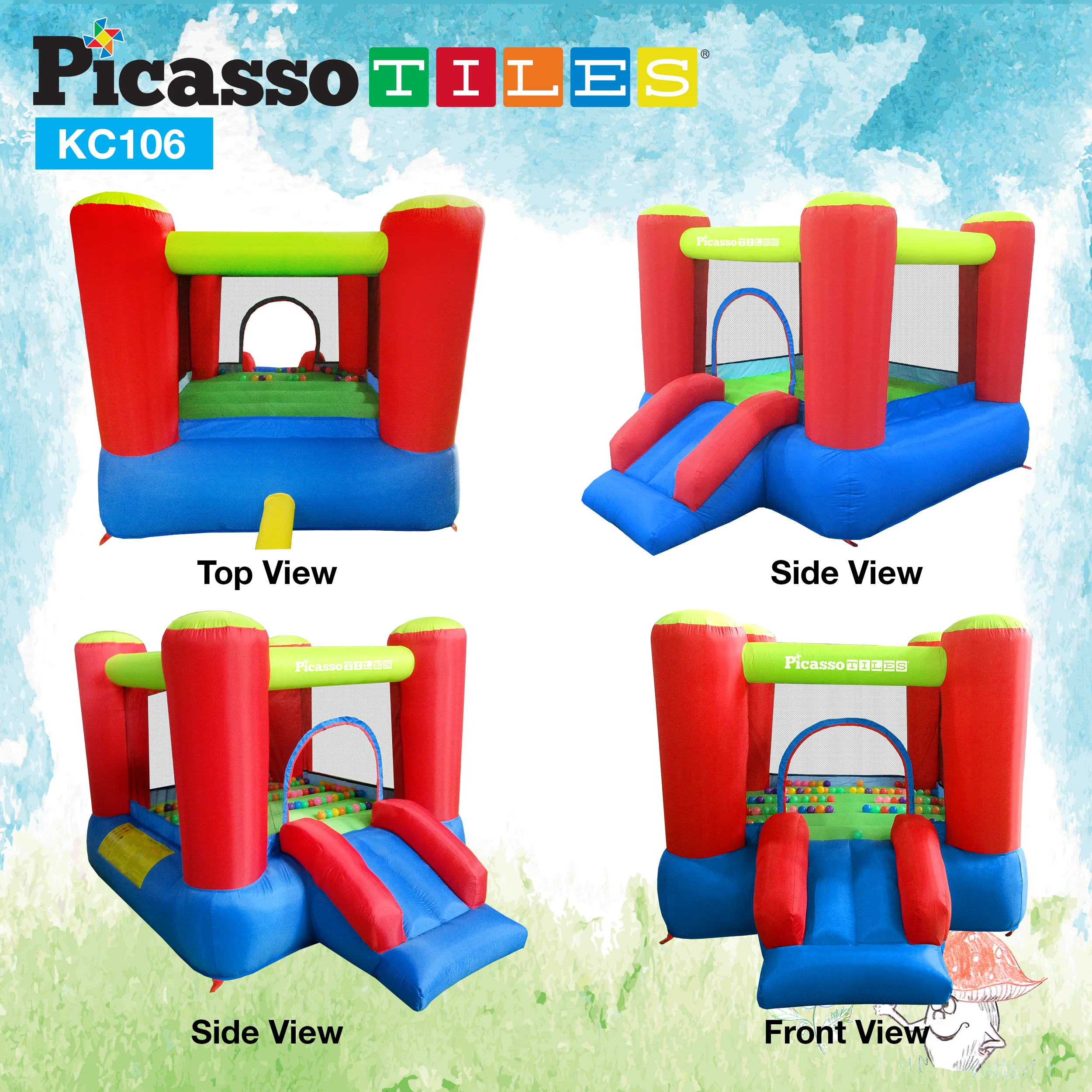 PicassoTiles Inflatable Bounce House Jump & Slide with Pit Balls - Image 5