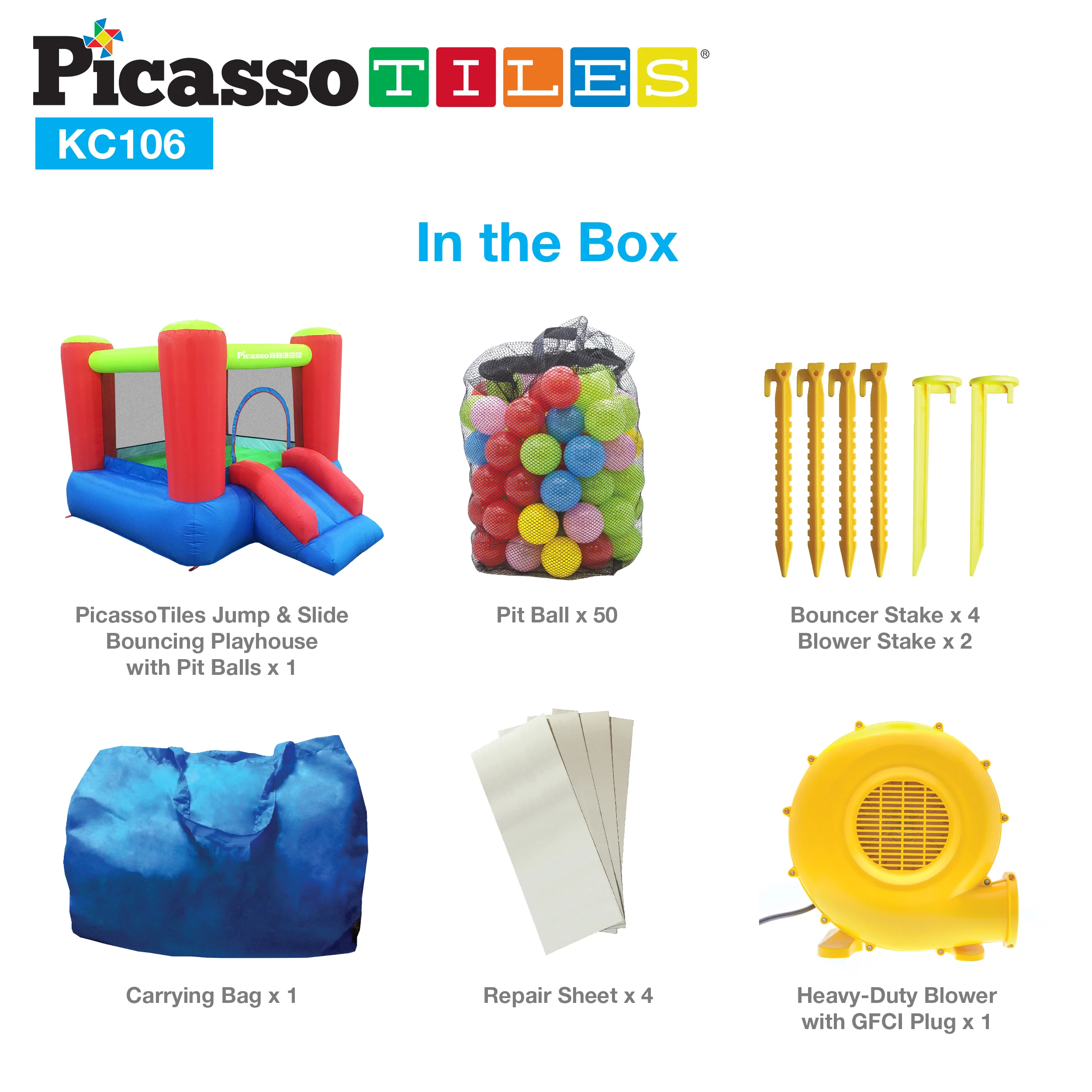 PicassoTiles Inflatable Bounce House Jump & Slide with Pit Balls - Image 8