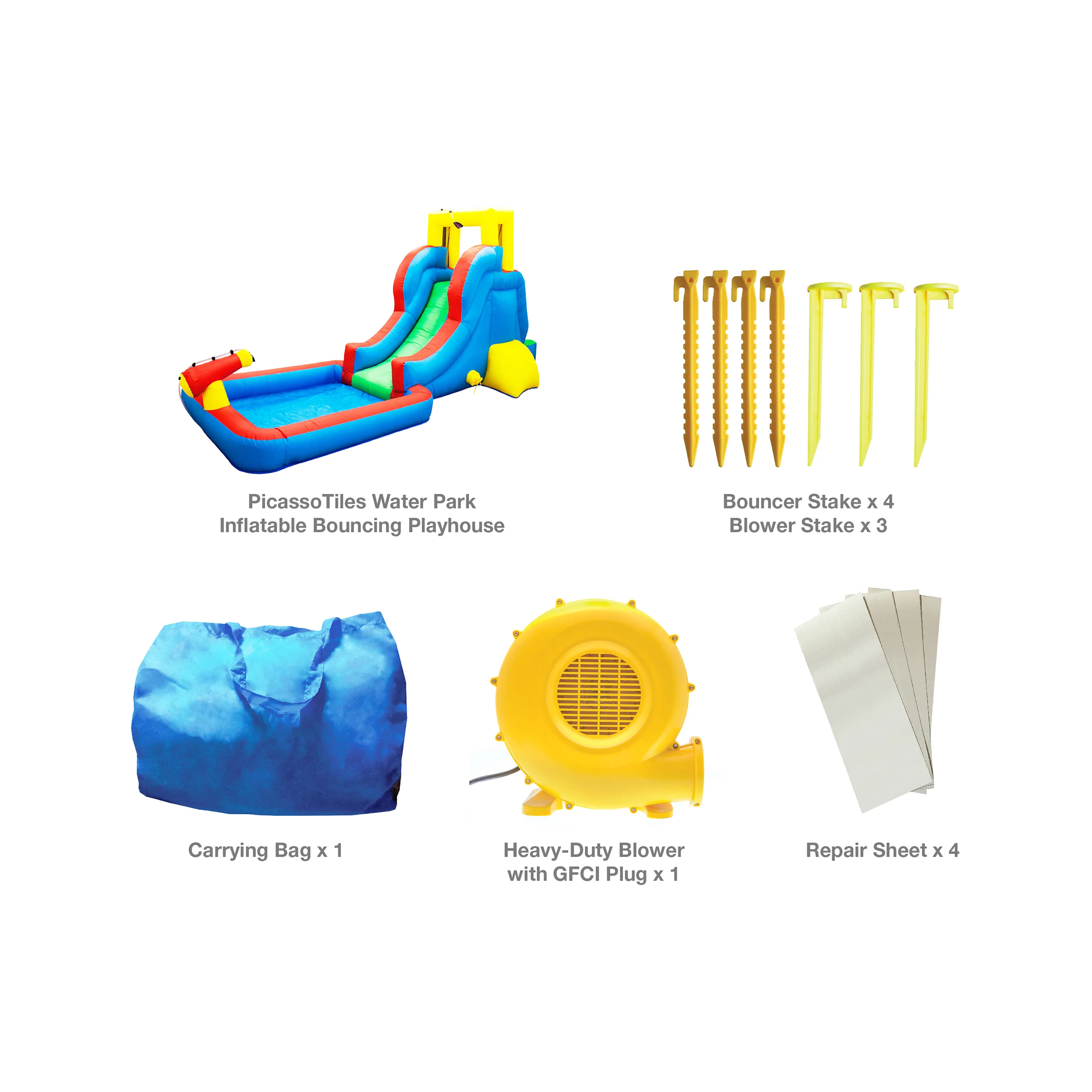 PicassoTiles Inflatable Water Slide Bounce House w/ Pool Area - Image 3