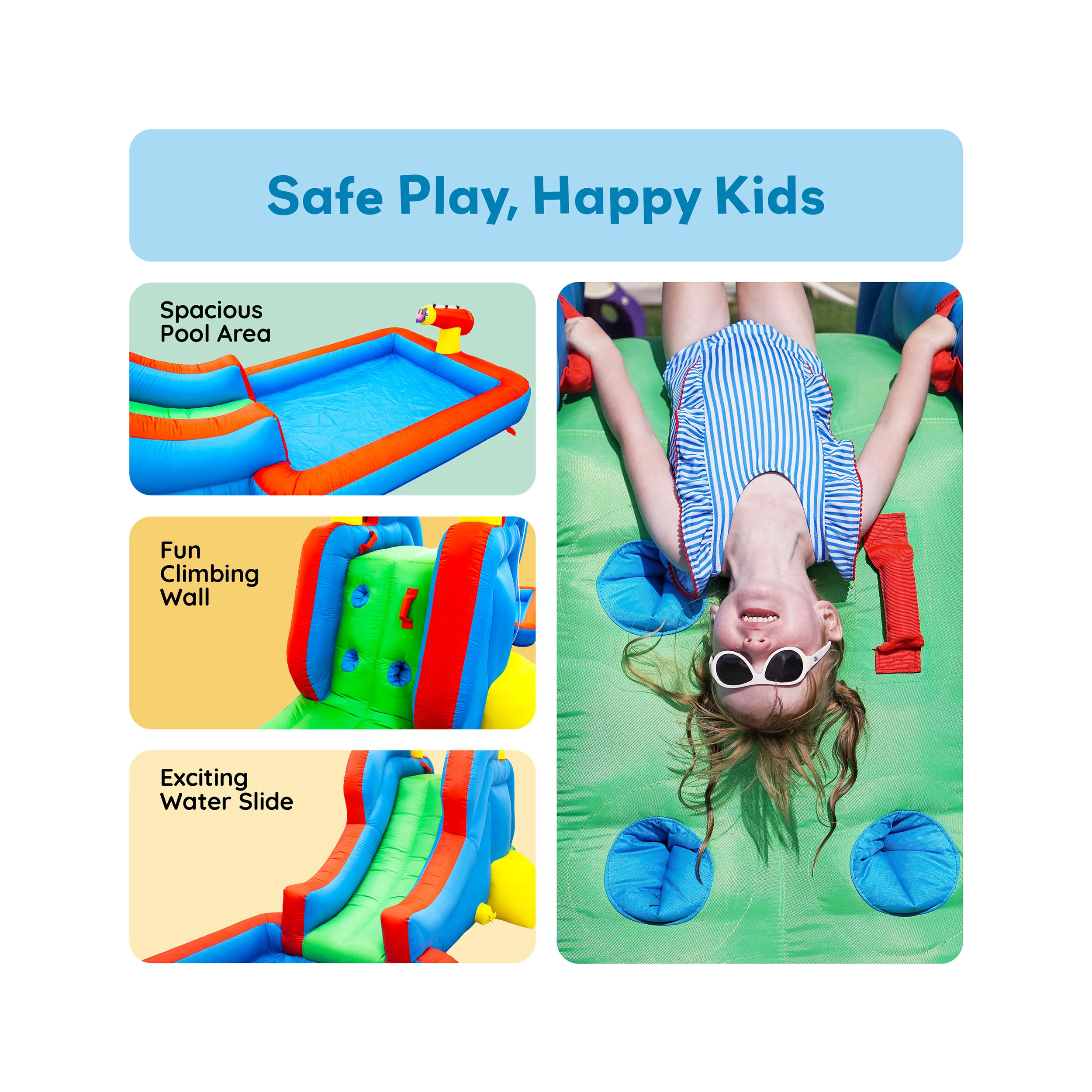PicassoTiles Inflatable Water Slide Bounce House w/ Pool Area - Image 6