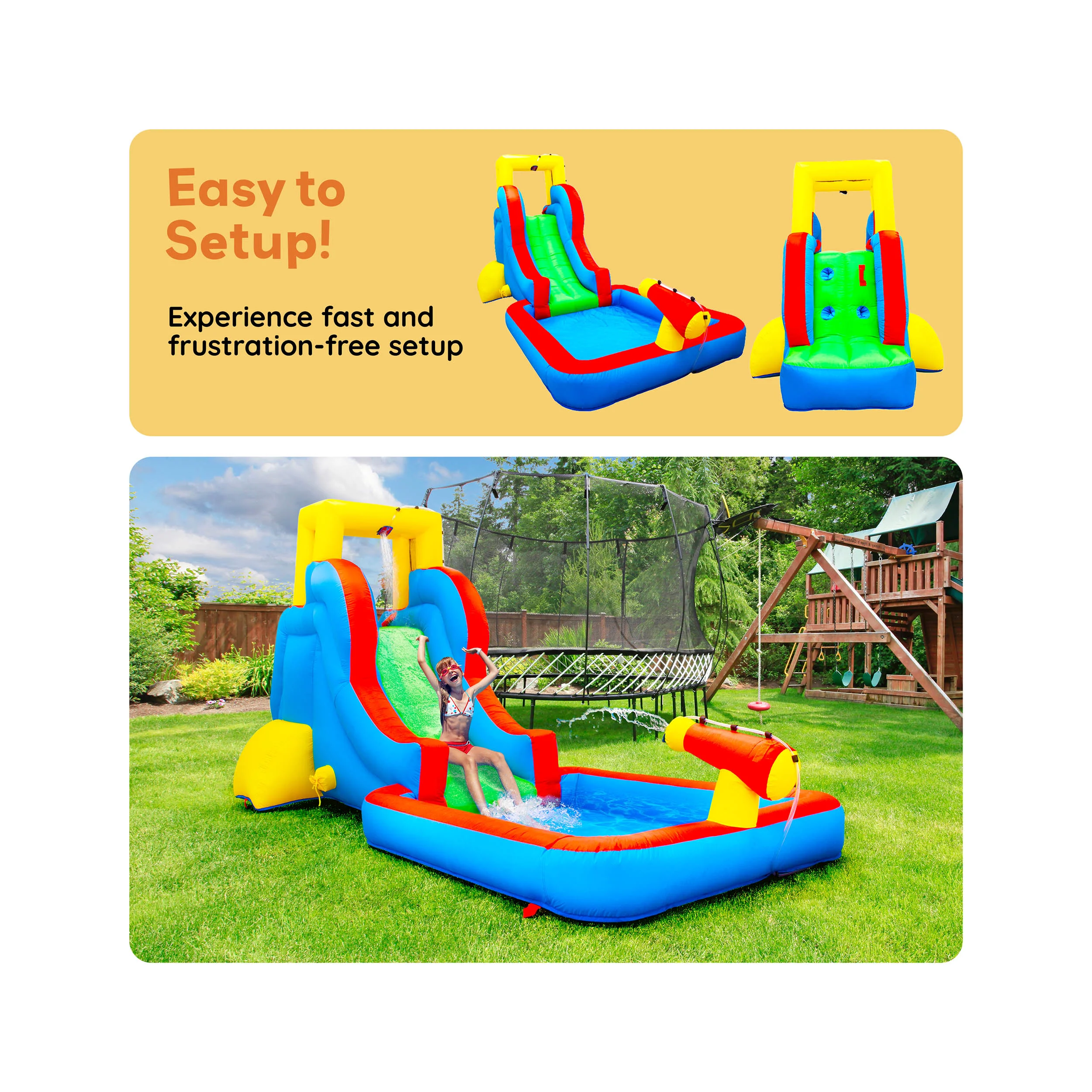 PicassoTiles Inflatable Water Slide Bounce House w/ Pool Area - Image 7