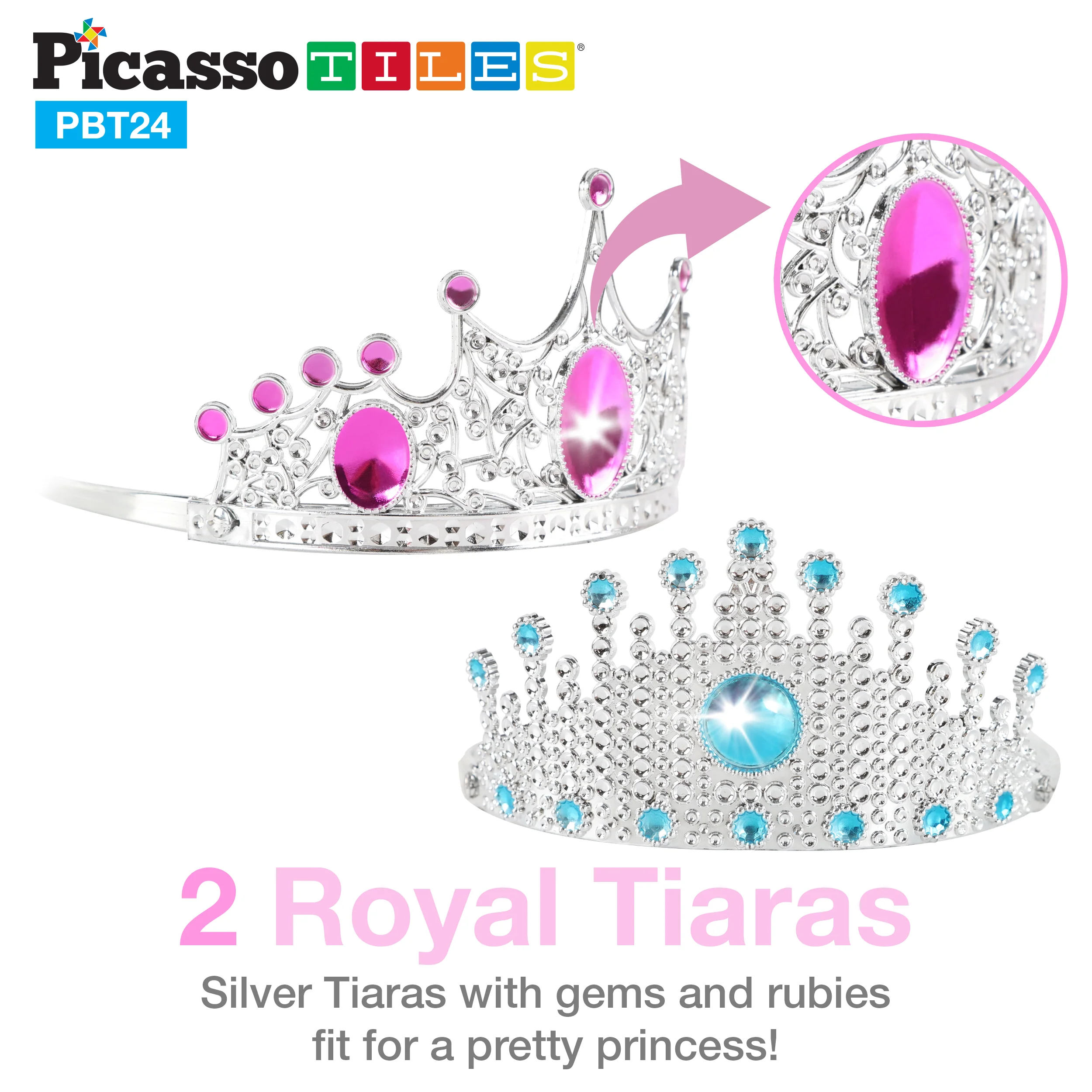 PicassoTiles 24 Piece Fairytale Royal Princess Dress Up Set - Image 4