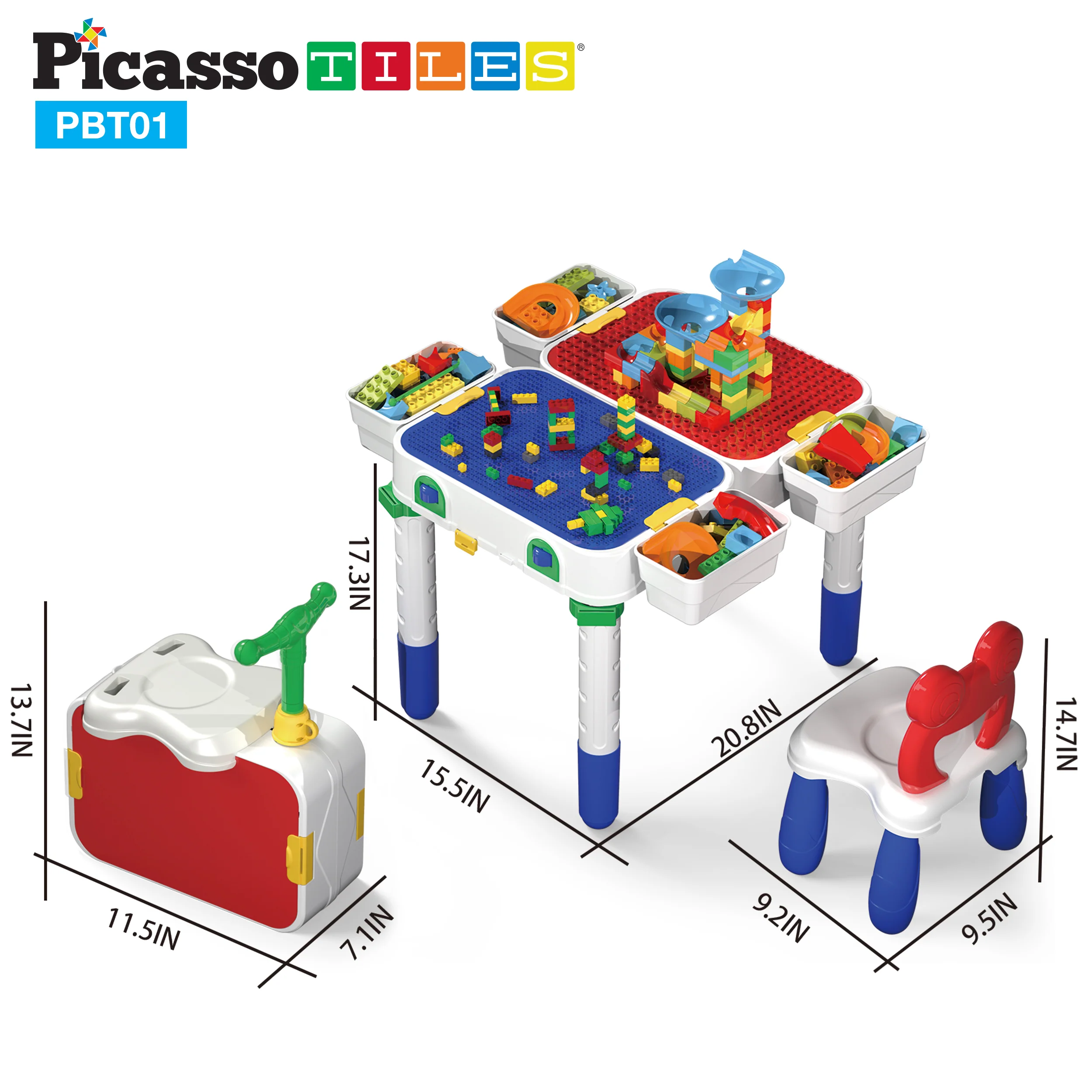 PicassoTiles Kids Building Block Activity Center Suitcase Table Set - Image 10