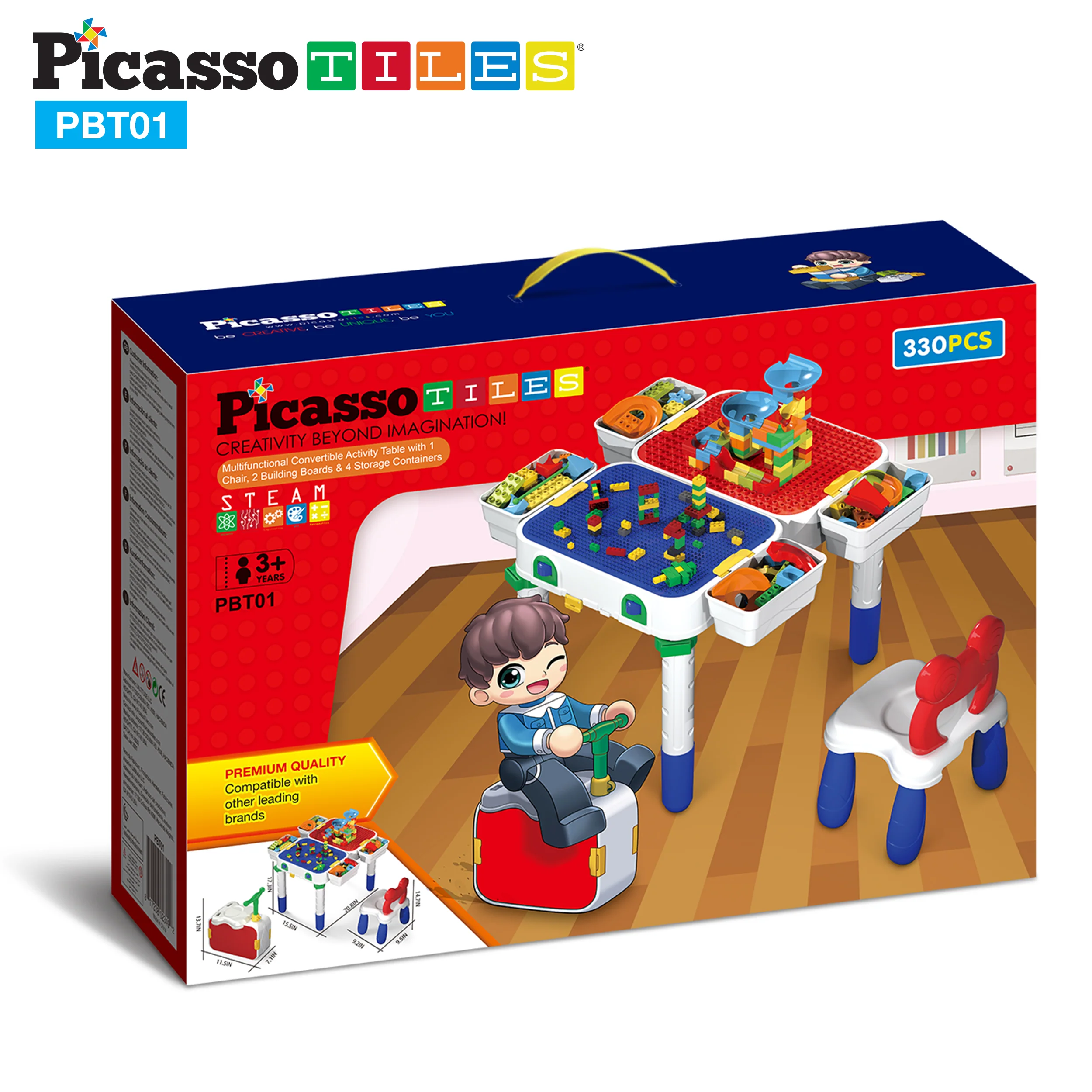 PicassoTiles Kids Building Block Activity Center Suitcase Table Set - Image 11