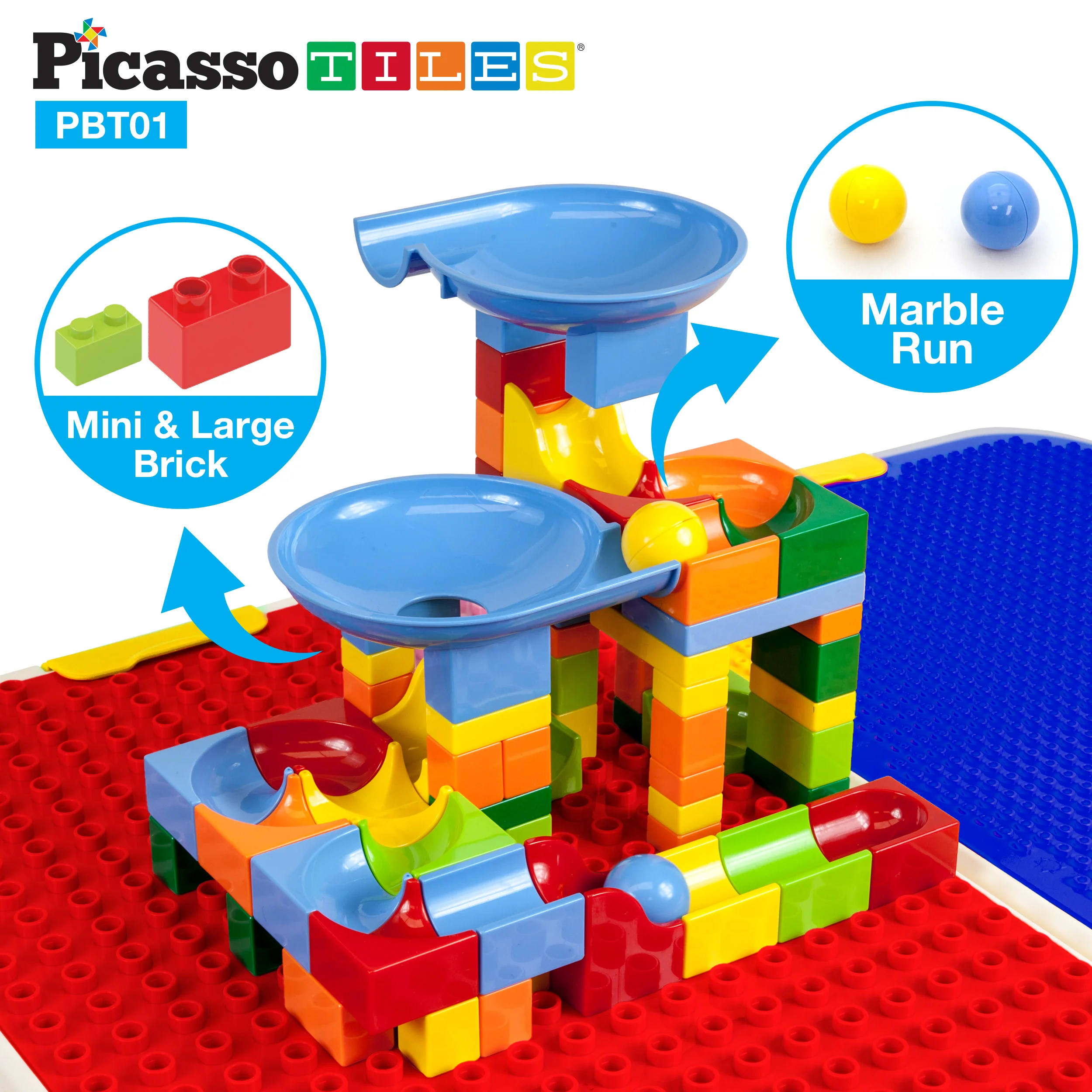 PicassoTiles Kids Building Block Activity Center Suitcase Table Set - Image 3