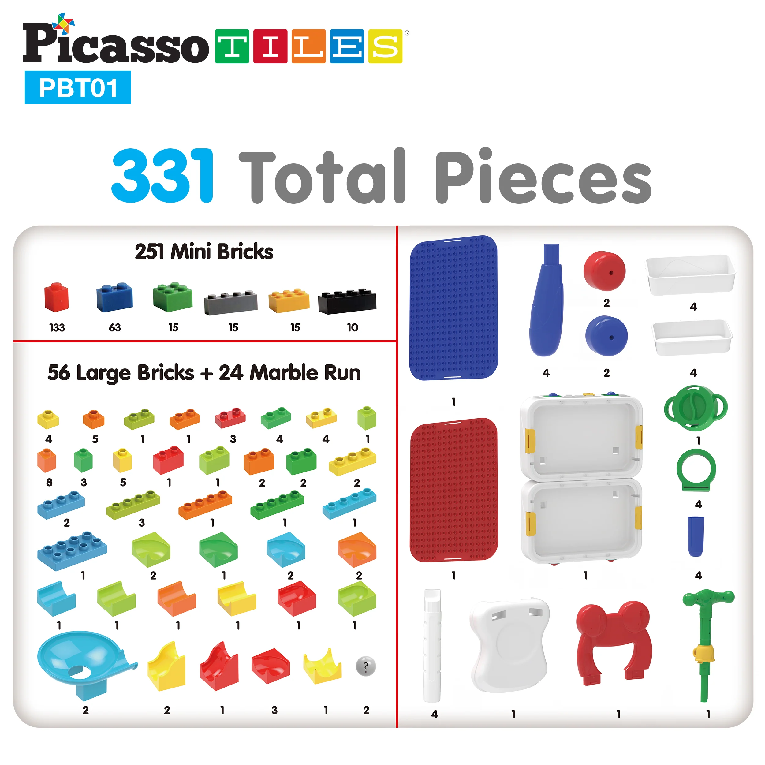 PicassoTiles Kids Building Block Activity Center Suitcase Table Set - Image 9