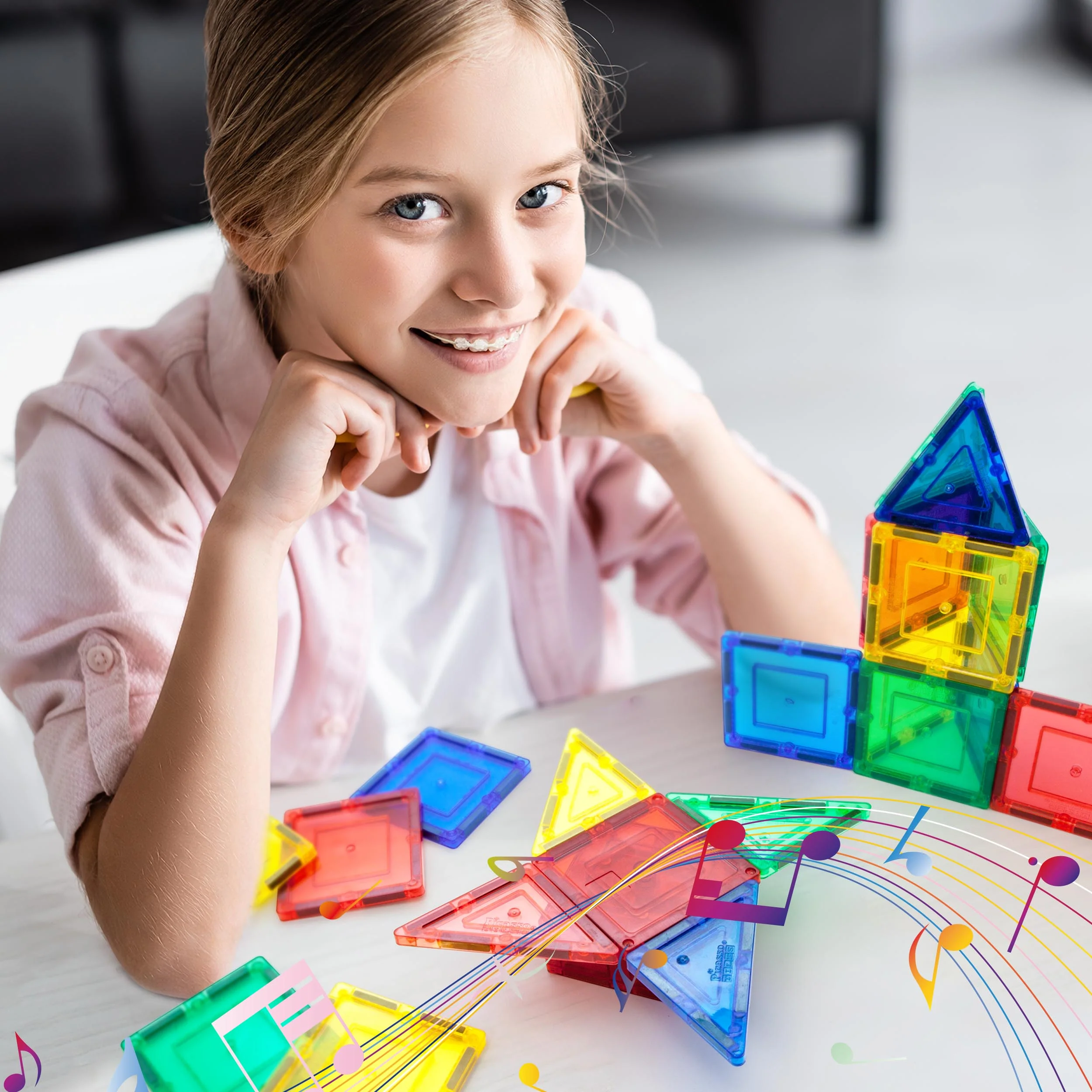 PicassoTiles Interactive Musical Magnetic Building Tile Toy Set - Image 2