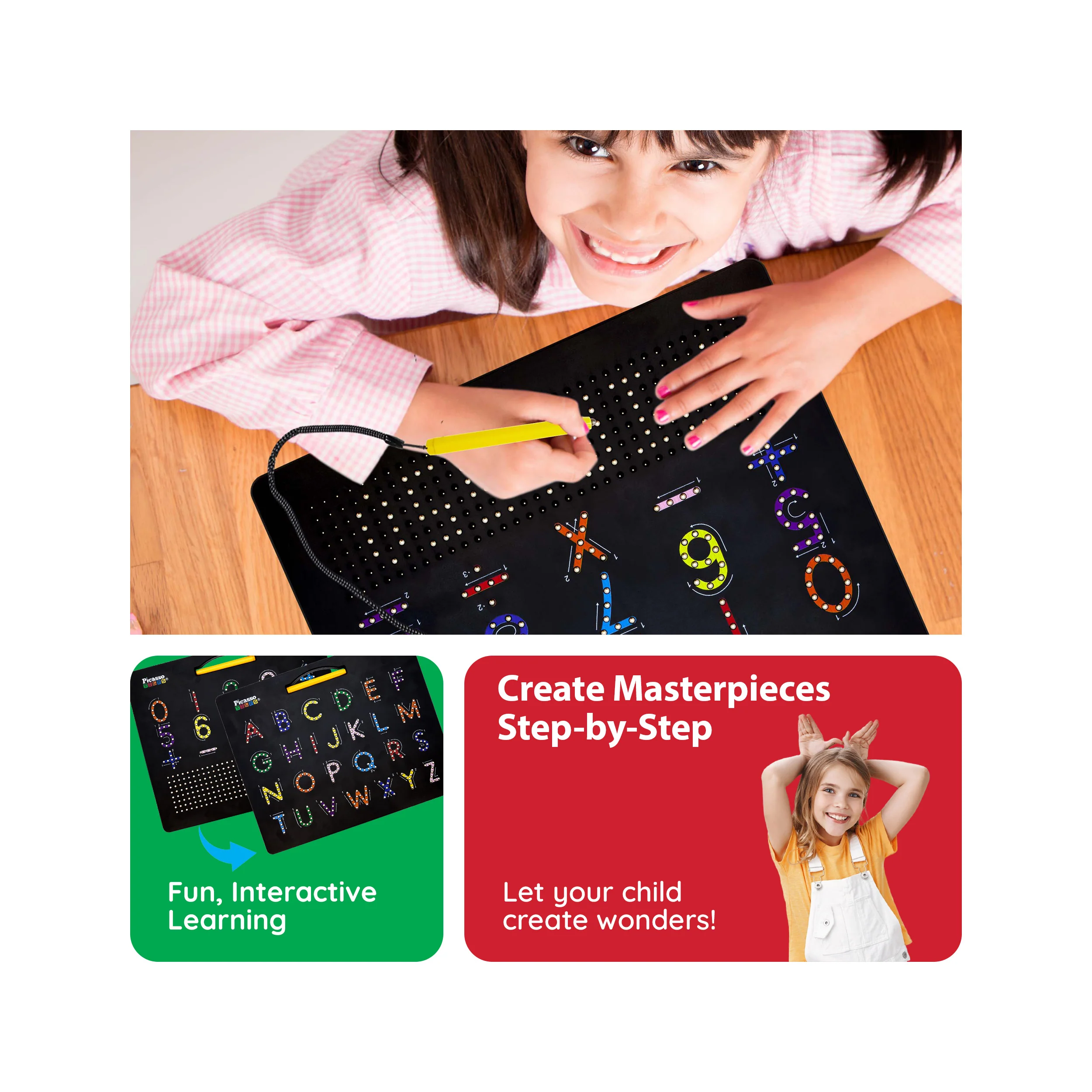 PicassoTiles Magnetic Drawing Board Letters & Numbers Double Sided - Image 4