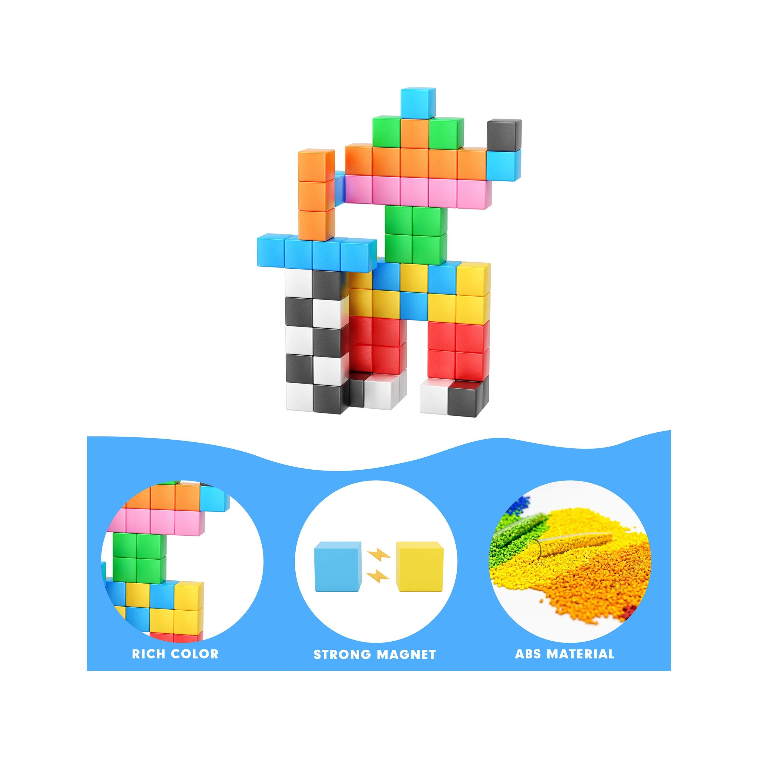PicassoTiles 108pc Magnetic Cube Building Block Set - Image 3