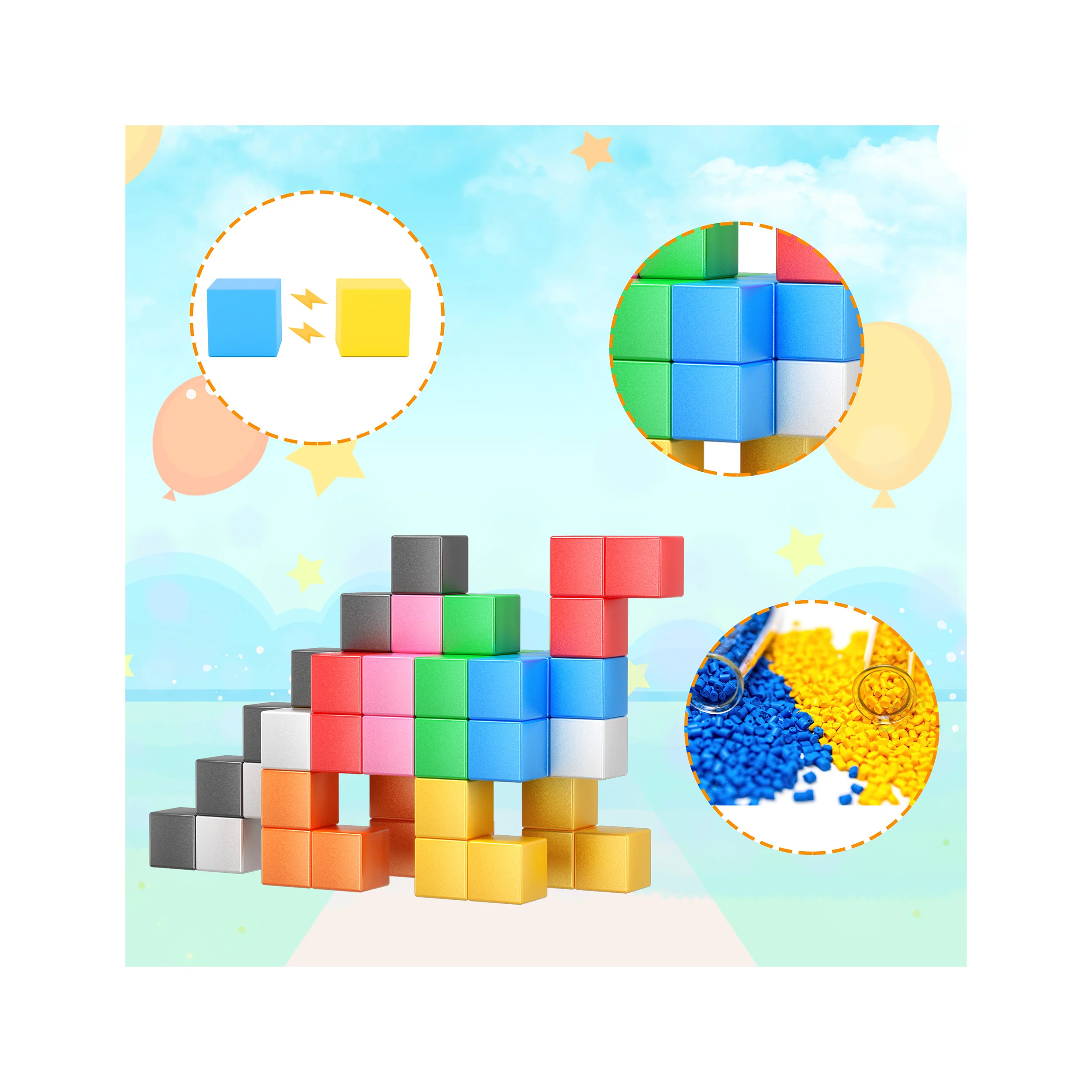 PicassoTiles Magnet Cube Building Blocks 80 Pieces 1.2" 3CM Set - Image 4