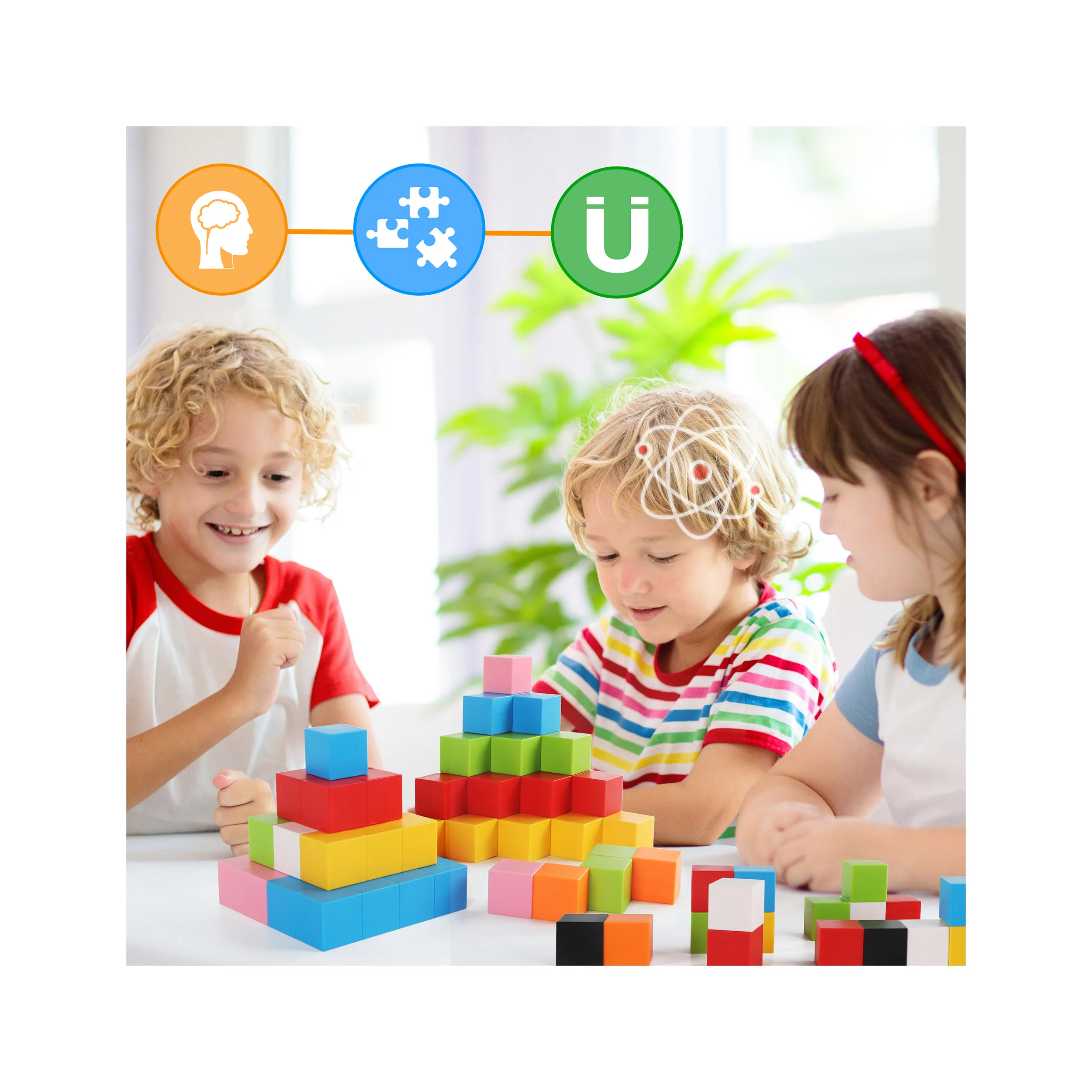 PicassoTiles Magnet Cube Building Blocks 80 Pieces 1.2" 3CM Set - Image 5
