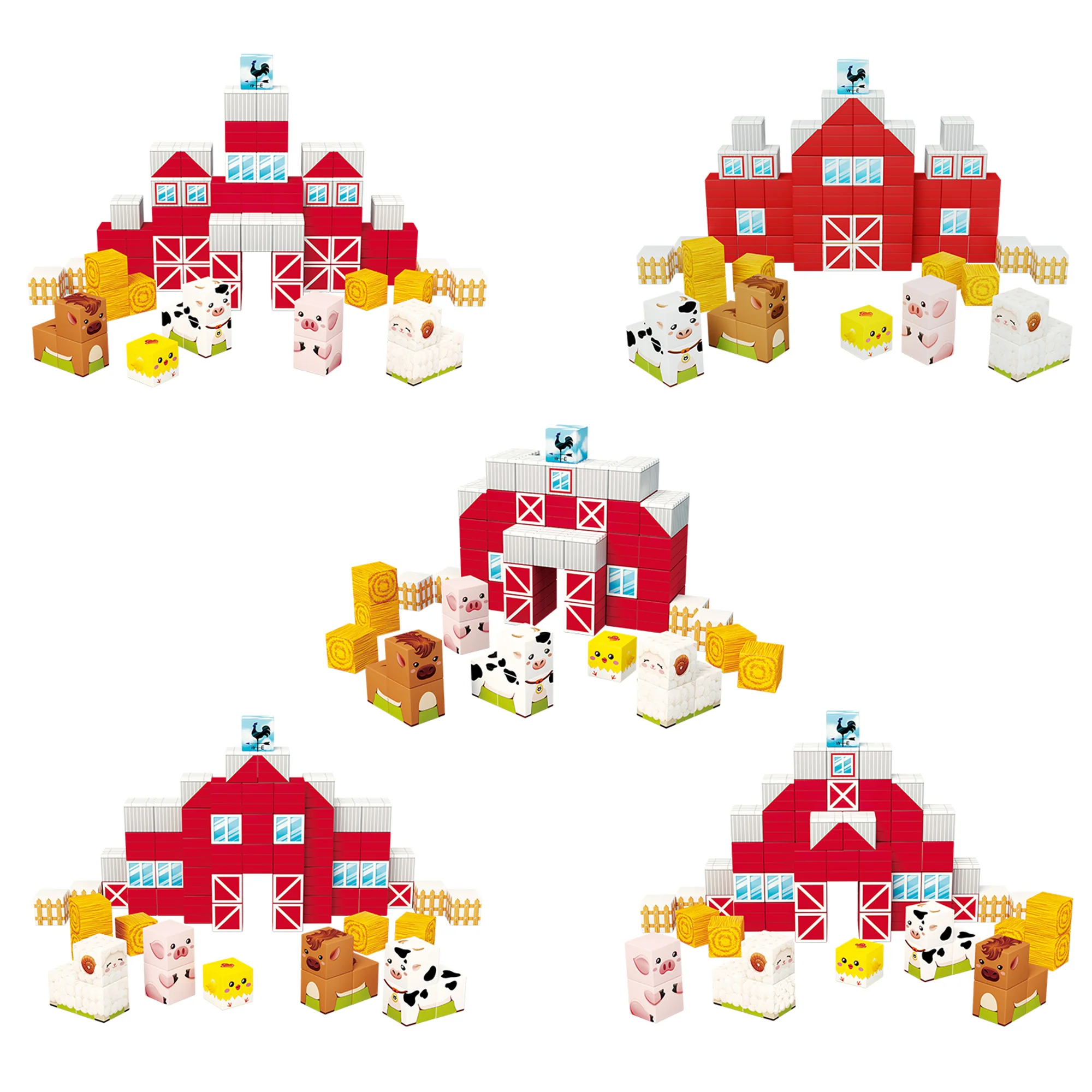 PicassoTiles 72pc Magnetic Puzzle Cube Farm House Building Set - Image 4