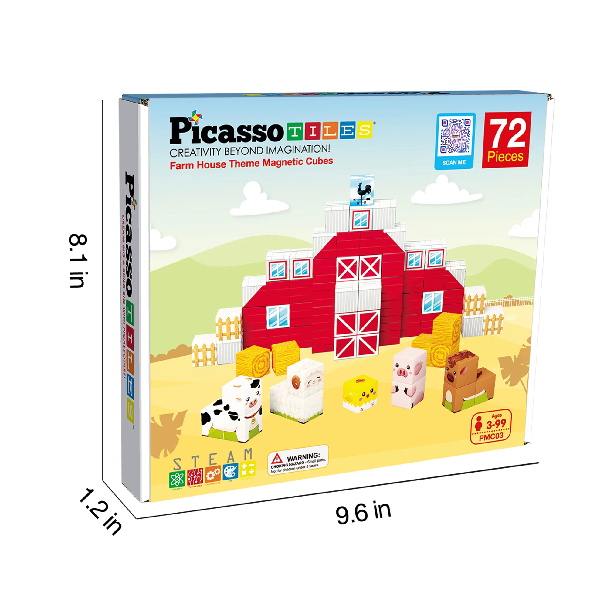 PicassoTiles 72pc Magnetic Puzzle Cube Farm House Building Set - Image 9