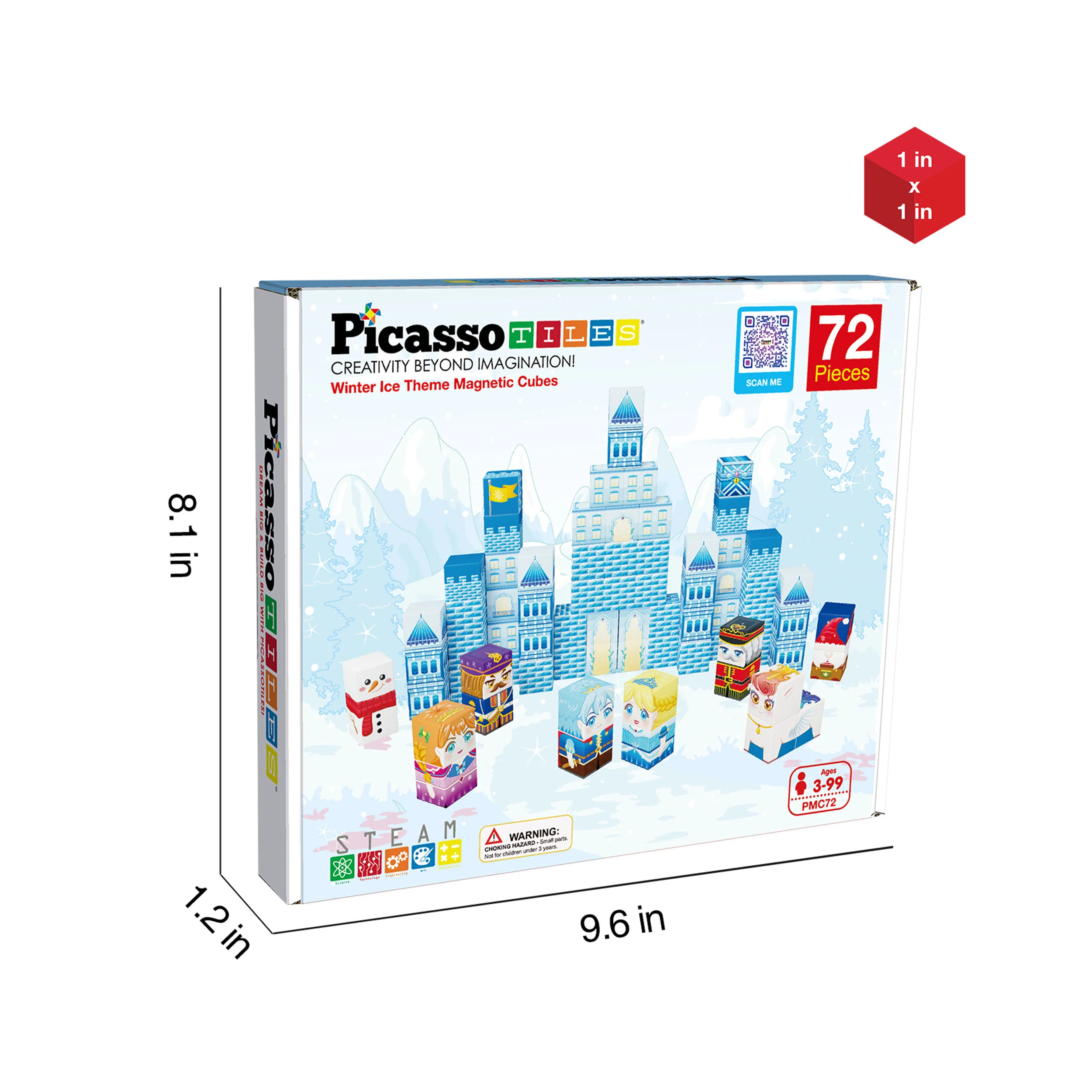 PicassoTiles Winter Ice Castle Themed Magnetic Puzzle Cube Building Set - Image 9
