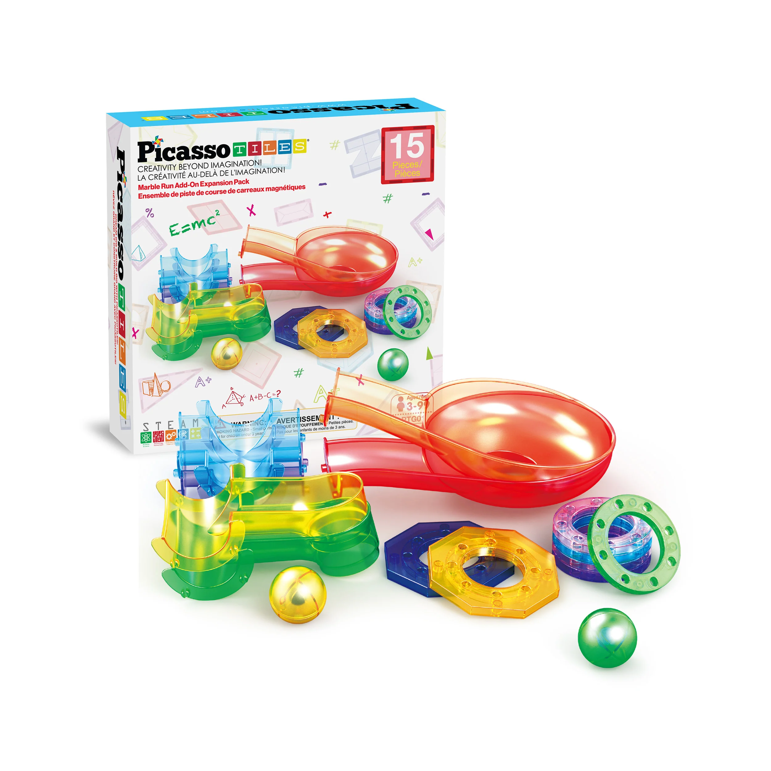 PicassoTiles Magnetic Marble Run Expansion Pack (15 Pieces)