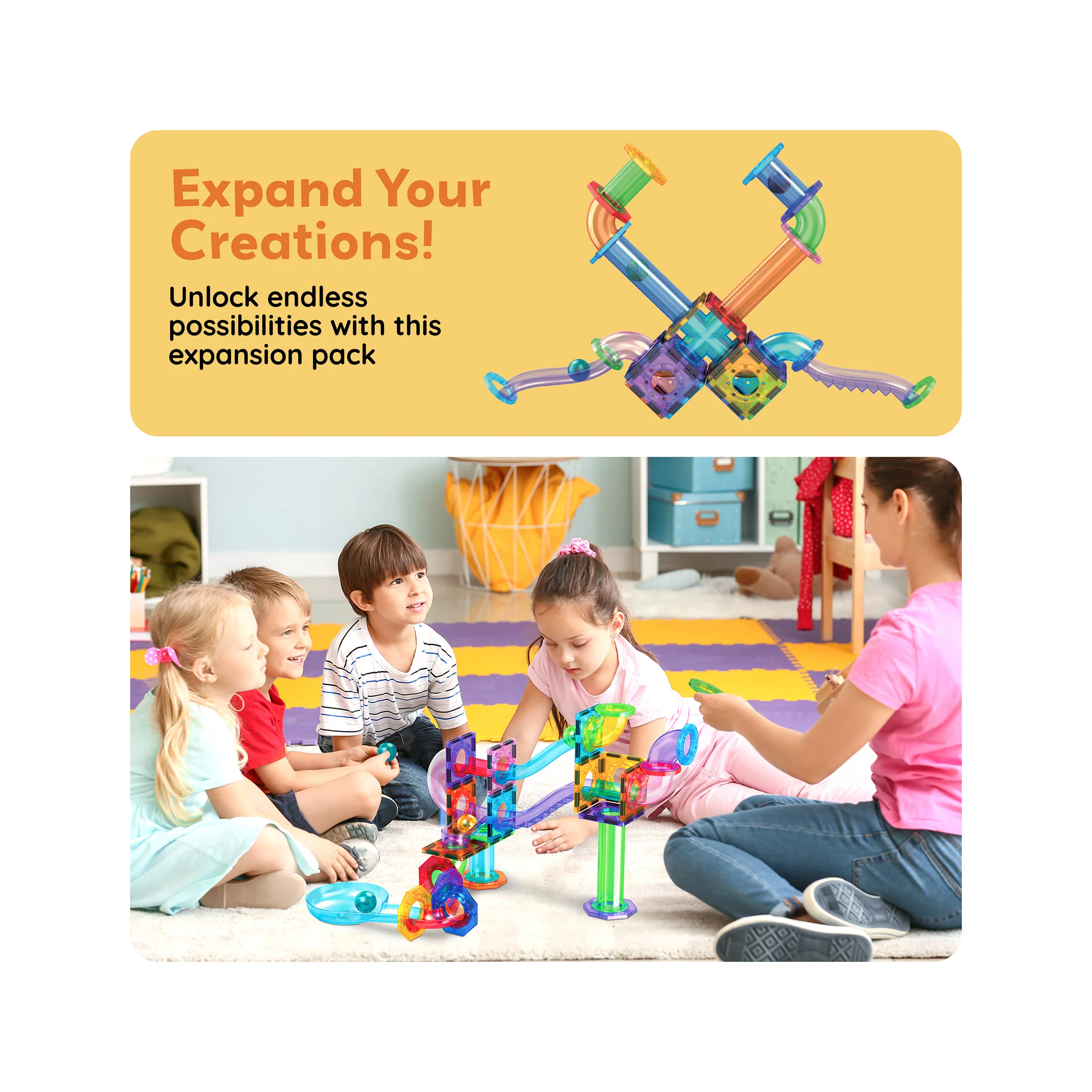 PicassoTiles Magnetic Marble Run Expansion Pack (15 Pieces) - Image 3
