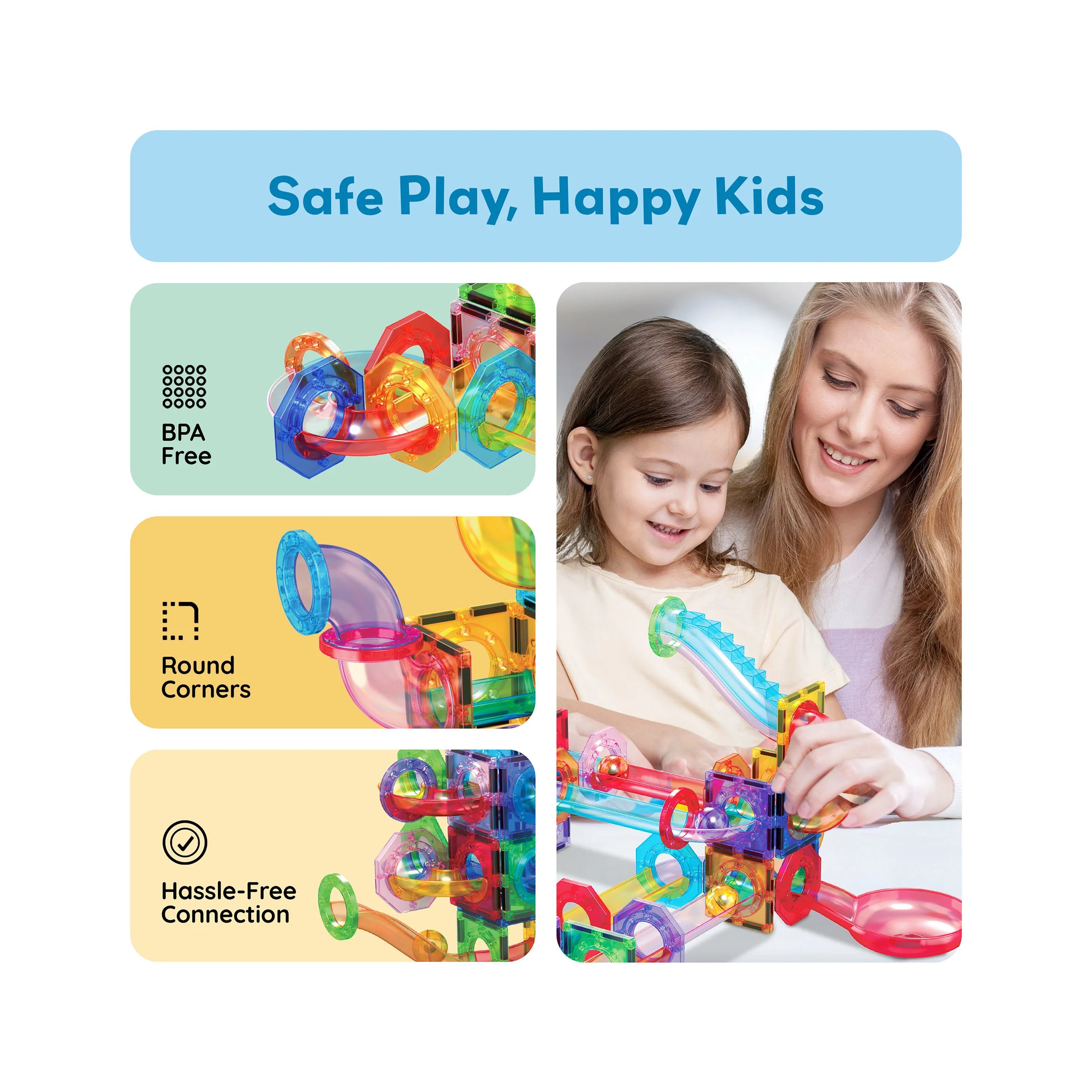 PicassoTiles Magnetic Marble Run Expansion Pack (15 Pieces) - Image 4