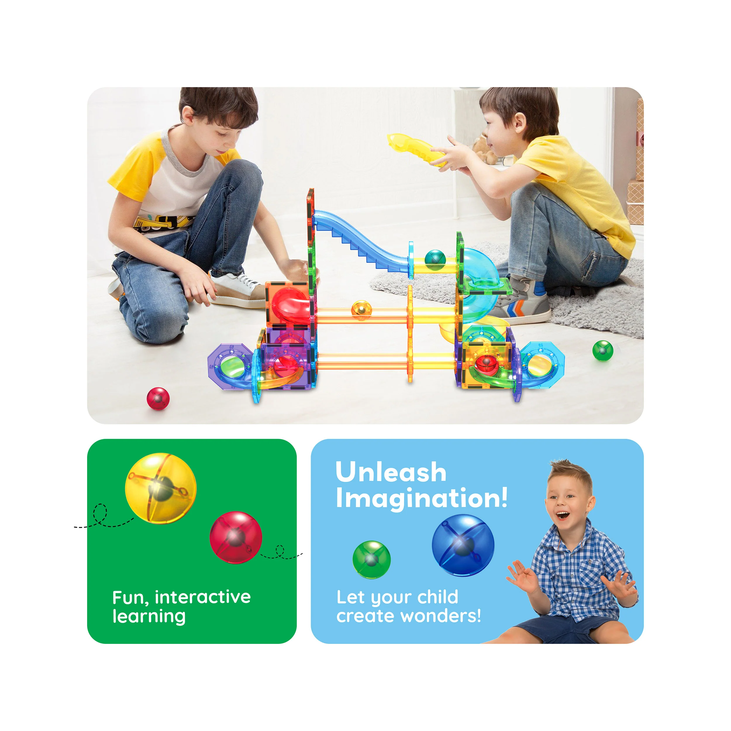 PicassoTiles Magnetic Marble Run Expansion Pack (15 Pieces) - Image 5