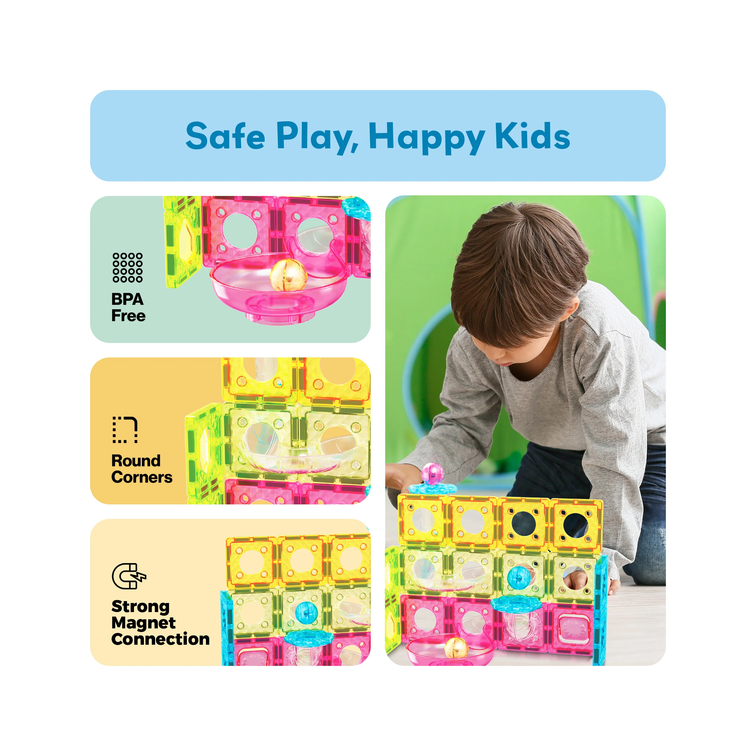 PicassoTiles Marble Run 45 Piece Travel Size Magnetic Tiles Building Blocks - Image 6