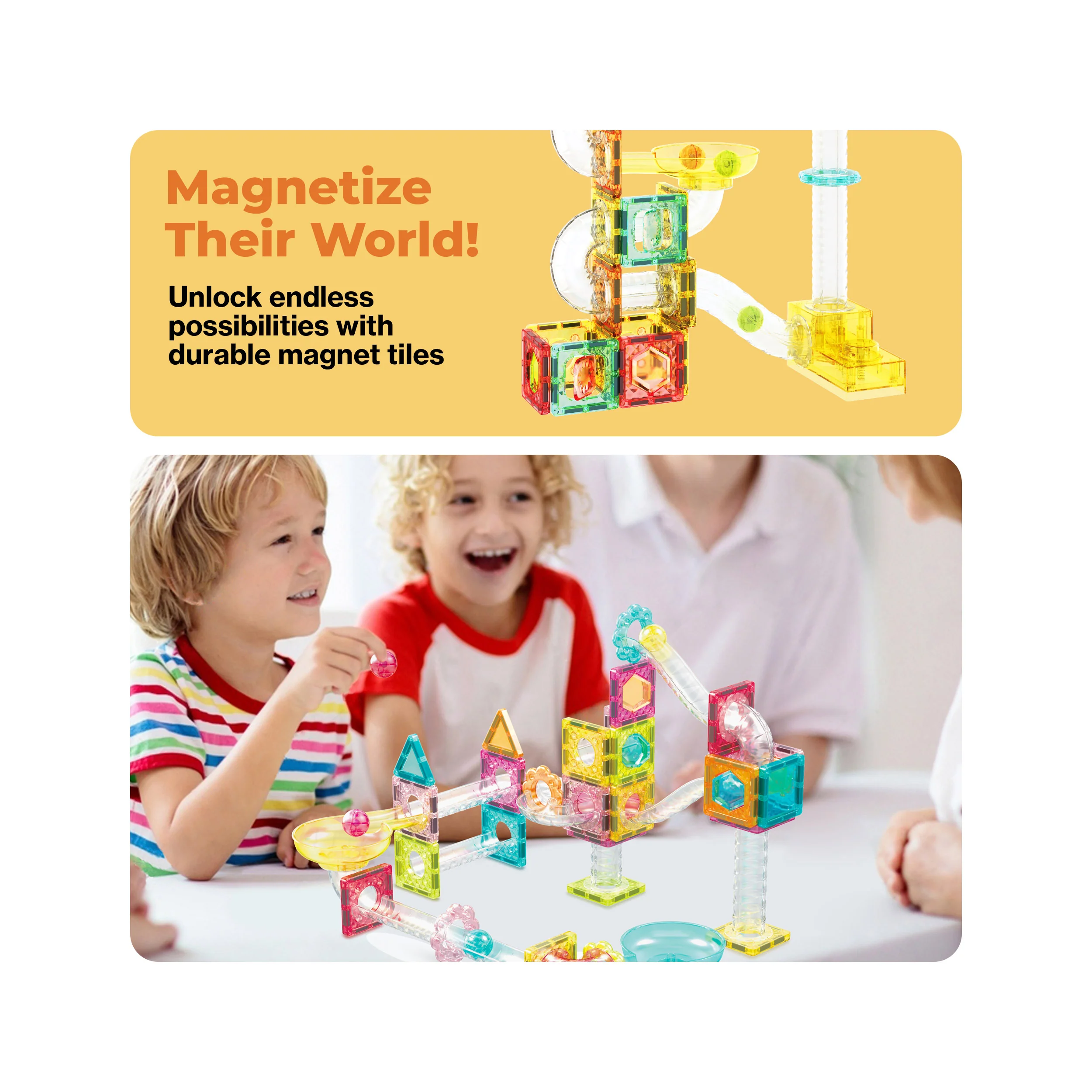 PicassoTiles 60pc Magnetic Tiles Marble Run Travel Size Construction Playset - Image 7