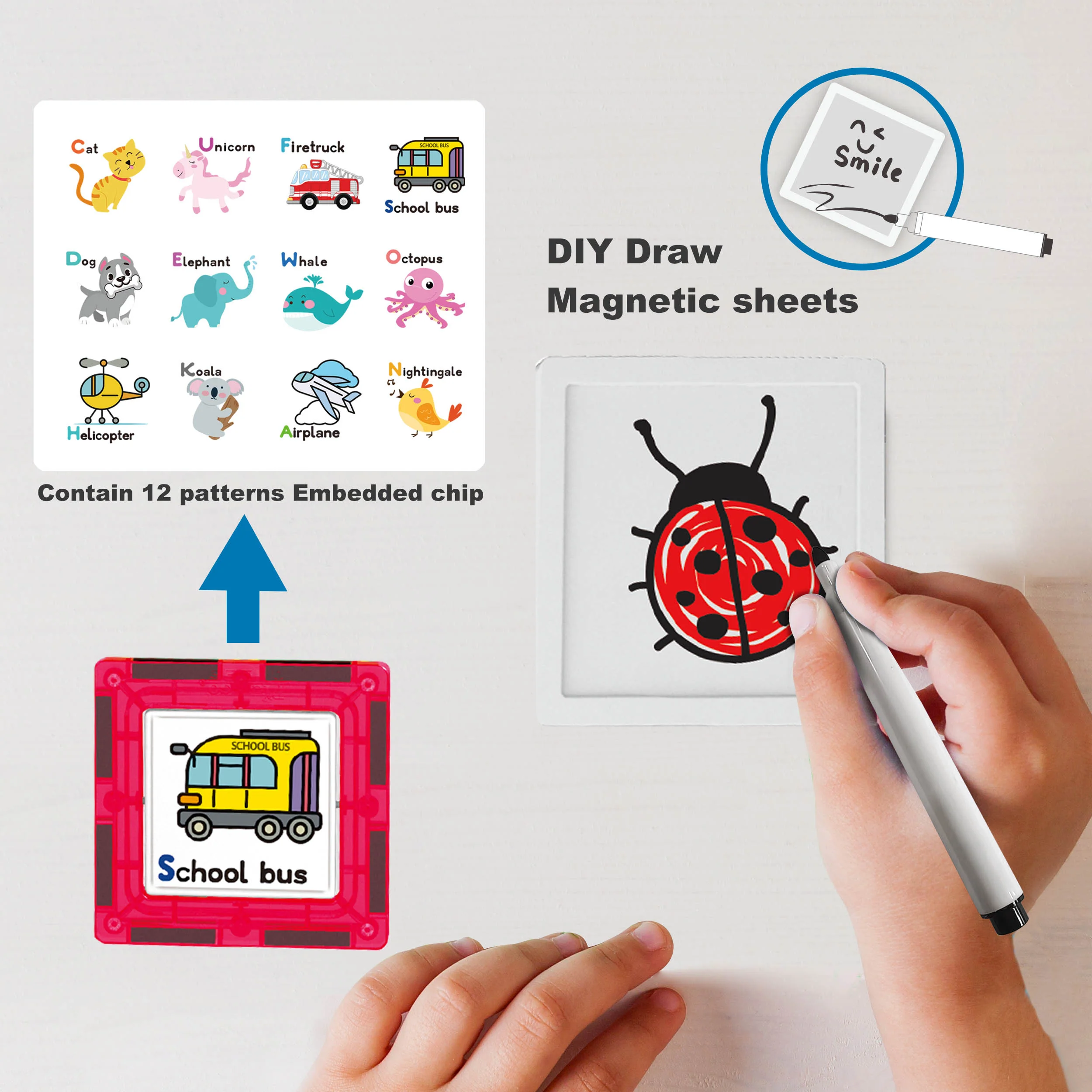 PicassoTiles Magnetic Tiles Set with Carrying Case (100 Pieces) - Image 4