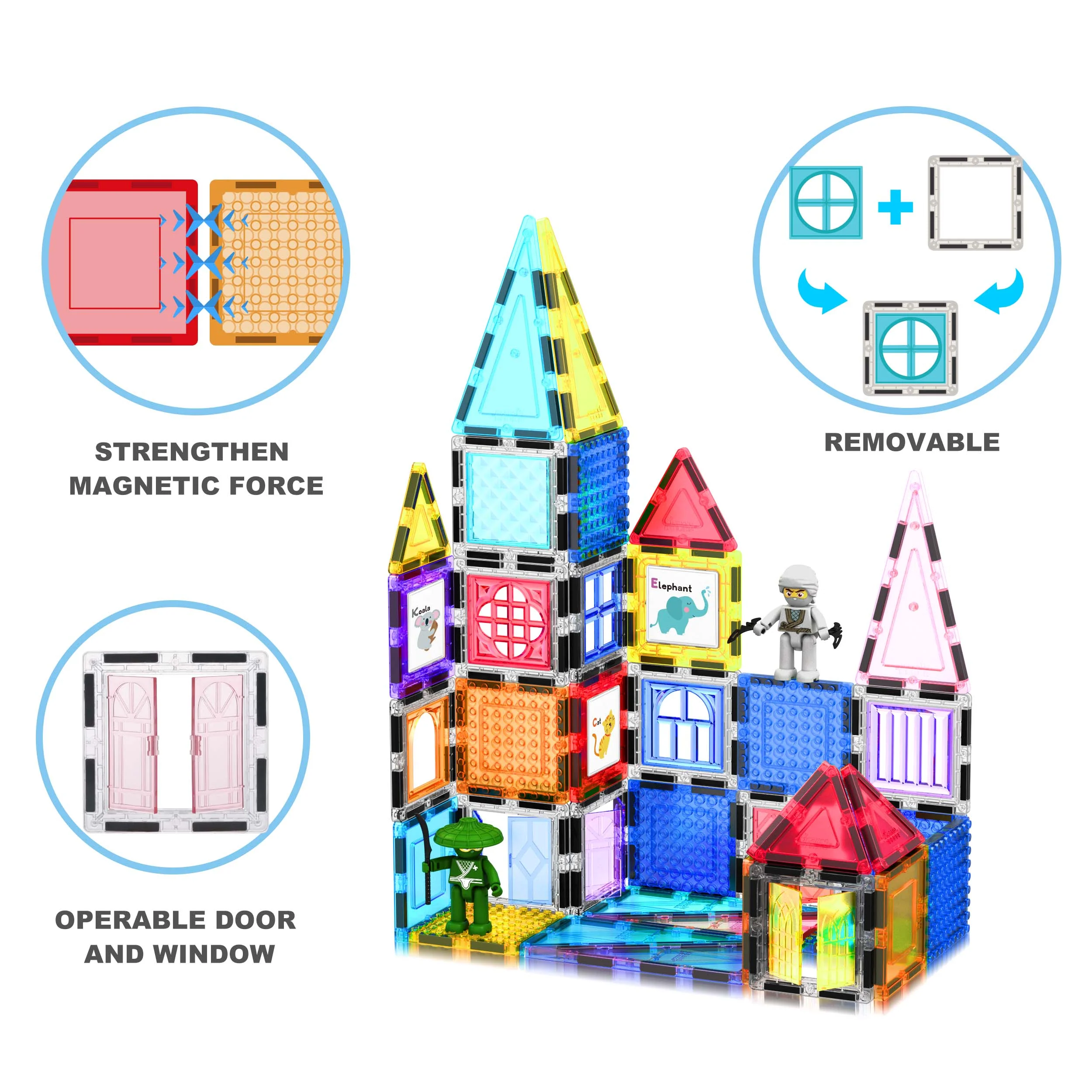 PicassoTiles Magnetic Tiles Set with Carrying Case (100 Pieces) - Image 5