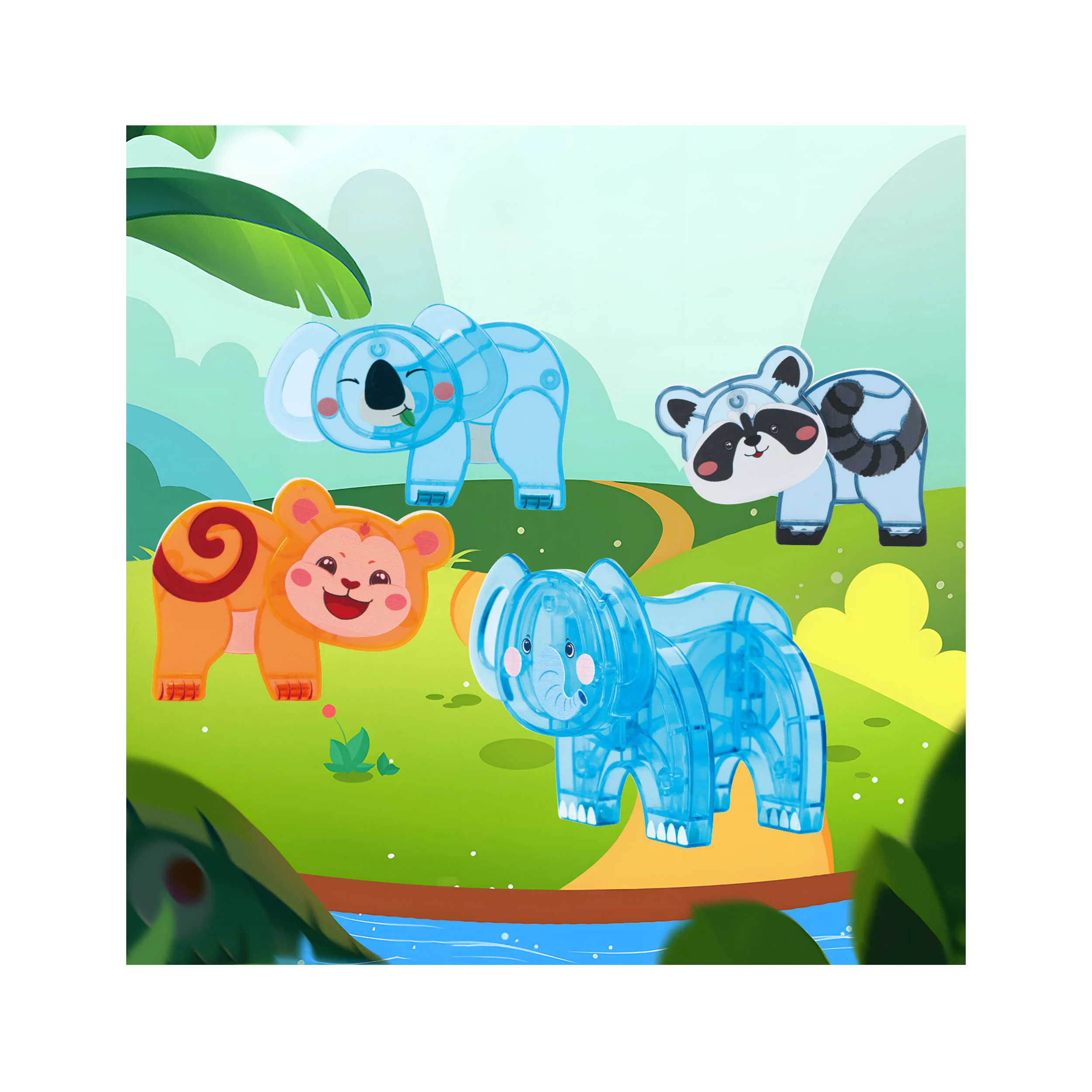 PicassoTiles Magnetic Tile Animal Friends Mix & Match Wildlife Characters - Image 3