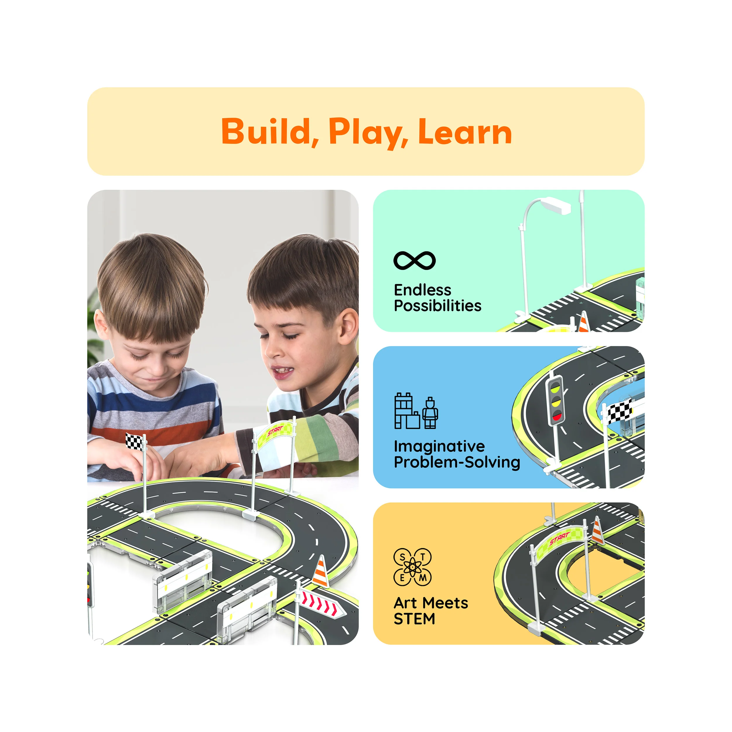PicassoTiles Magnet Racetrack Building Toy Set with Accessories - Image 4