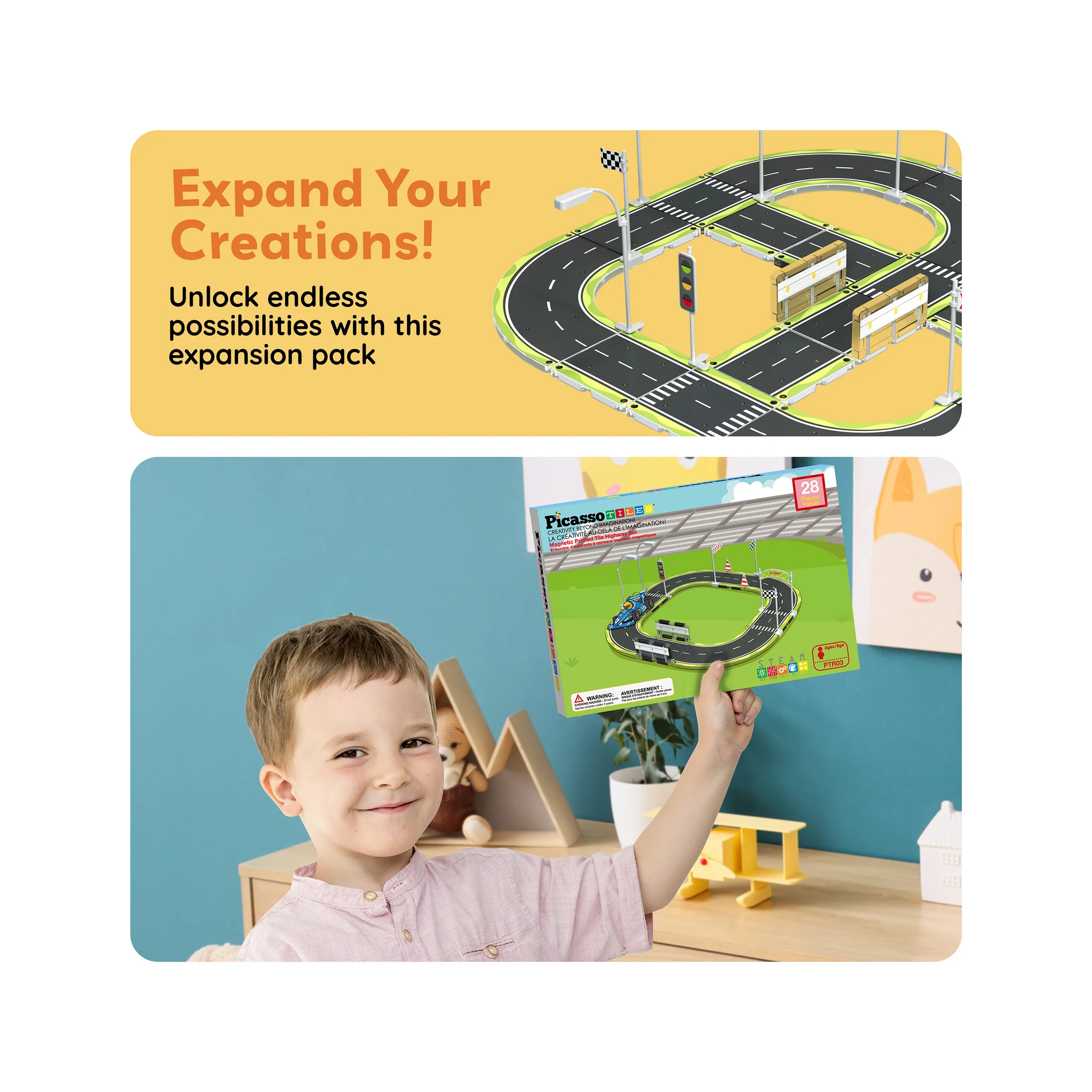PicassoTiles Magnet Racetrack Building Toy Set with Accessories - Image 7