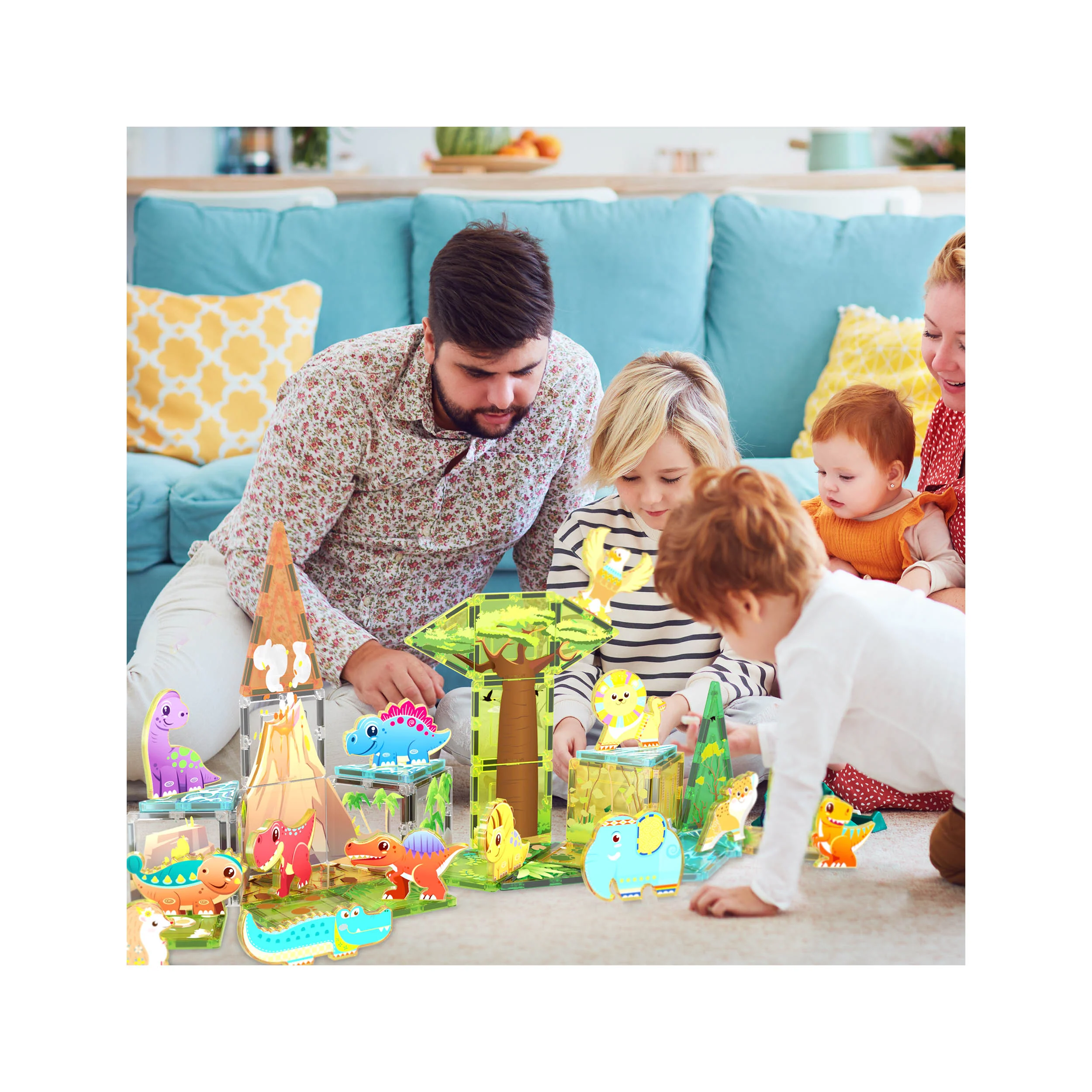 PicassoTiles Dinosaur & Safari Set - 52 Pieces - Image 5