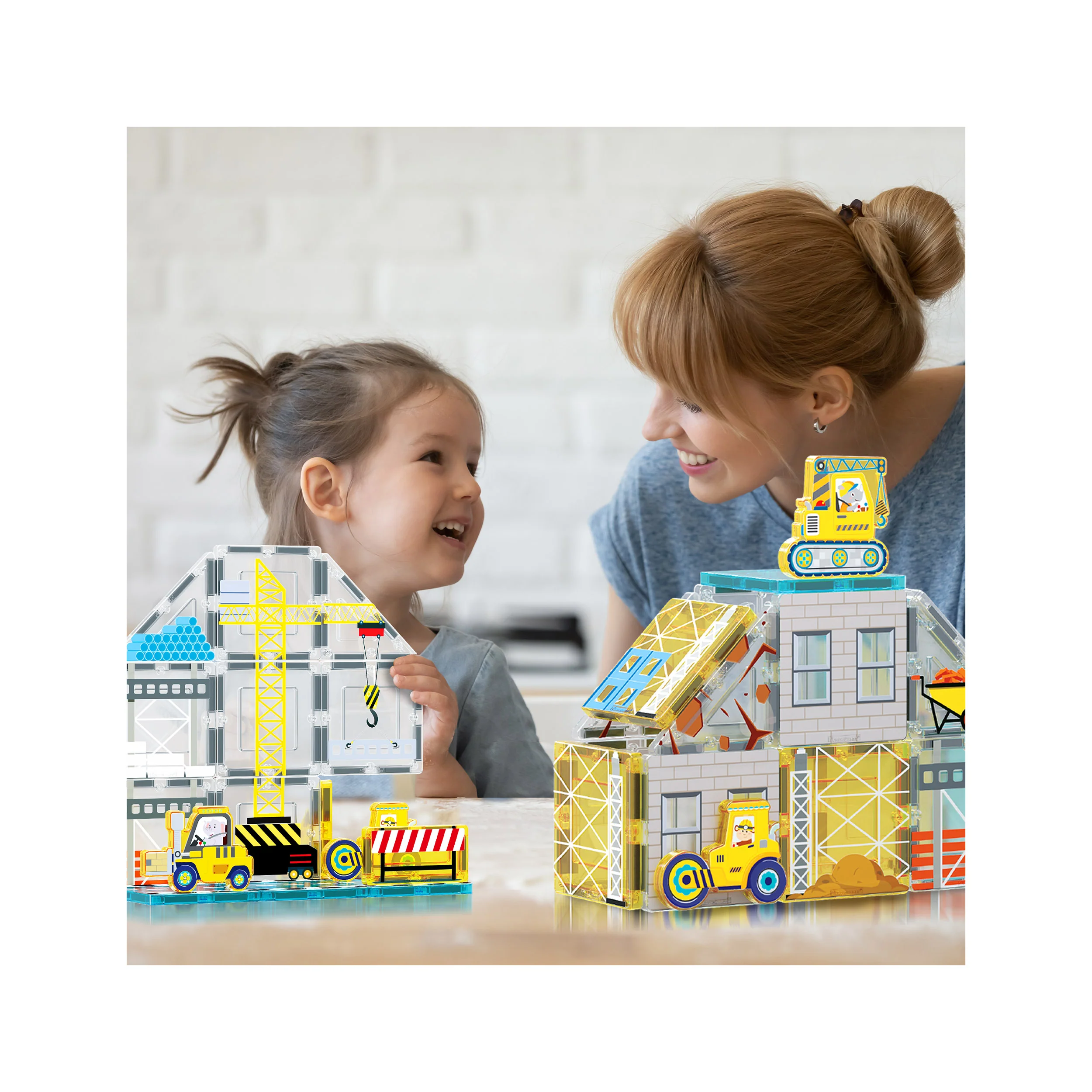 PicassoTiles Magnetic Tile Construction Adventure Set with Vehicle Figures - Image 2