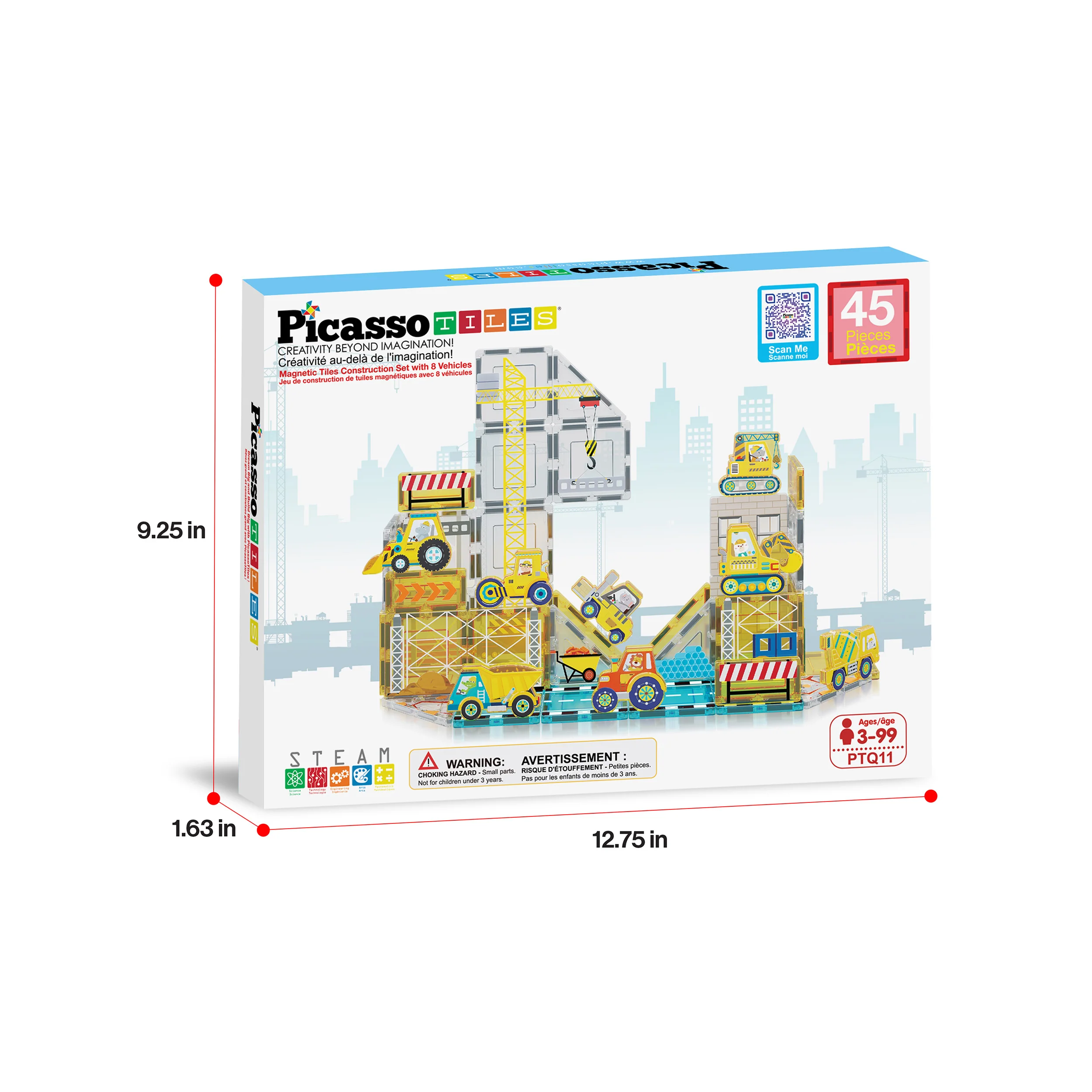 PicassoTiles Magnetic Tile Construction Adventure Set with Vehicle Figures - Image 9