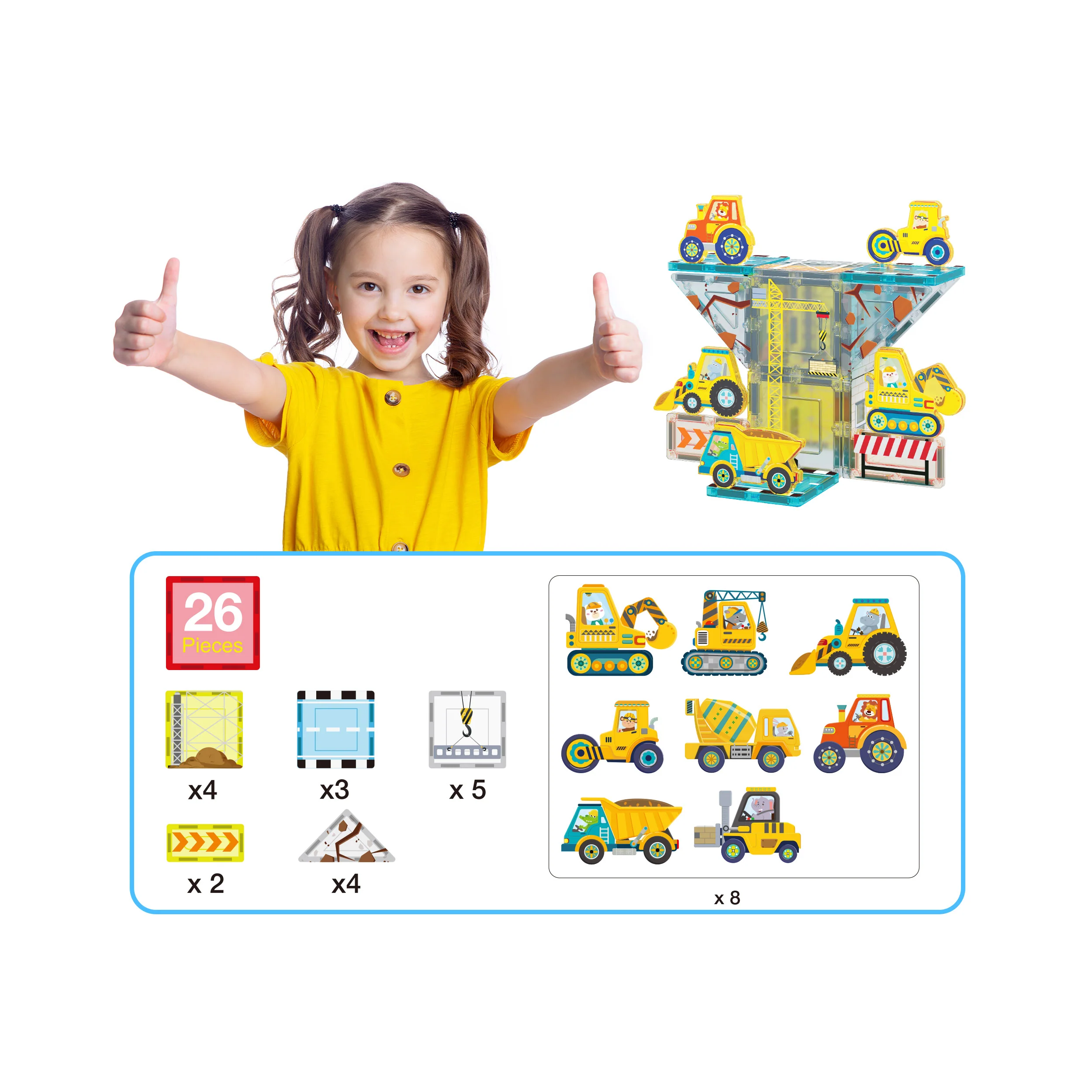 PicassoTiles Construction Crew Magnetic Building Blocks Set - Image 2