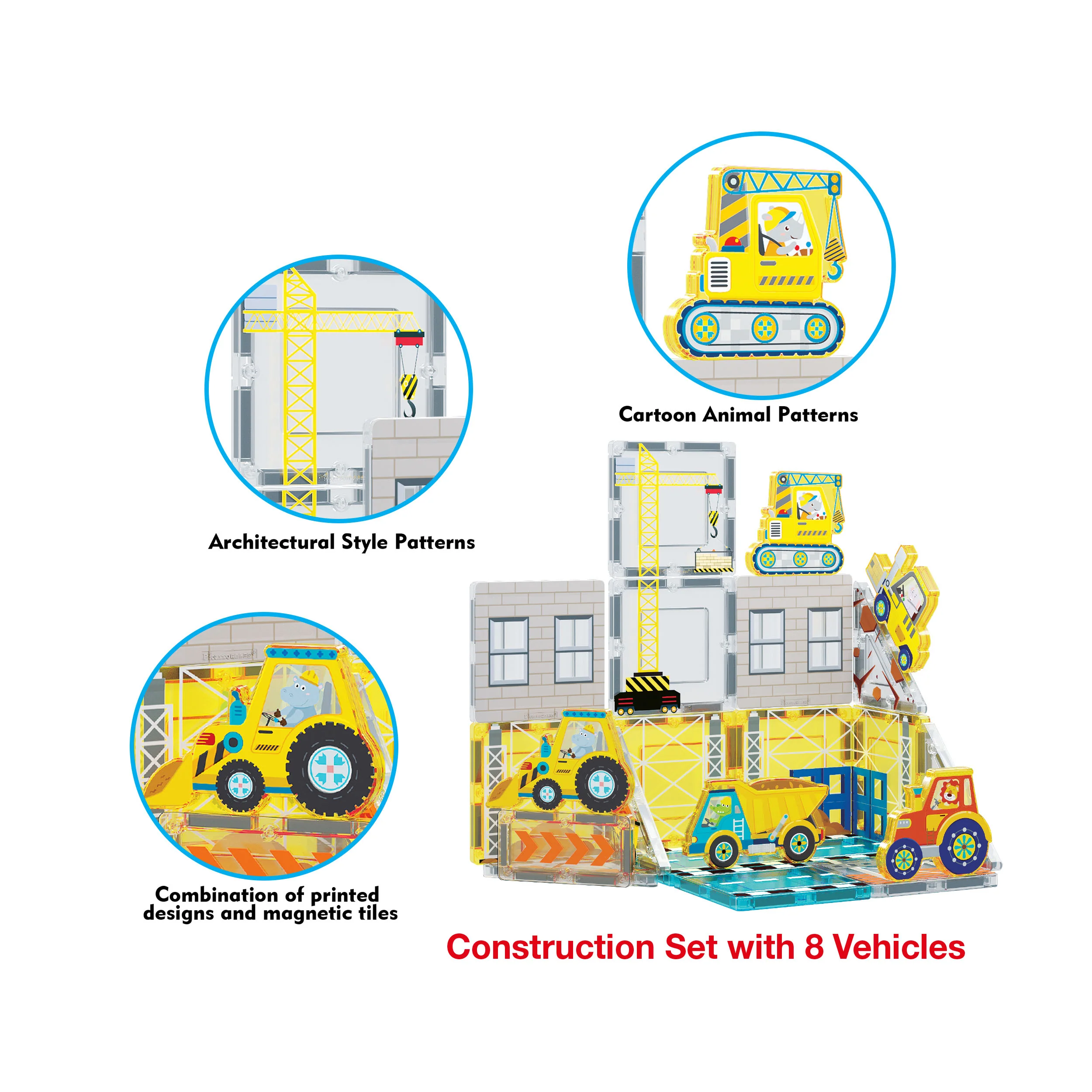 PicassoTiles Construction Crew Magnetic Building Blocks Set - Image 3