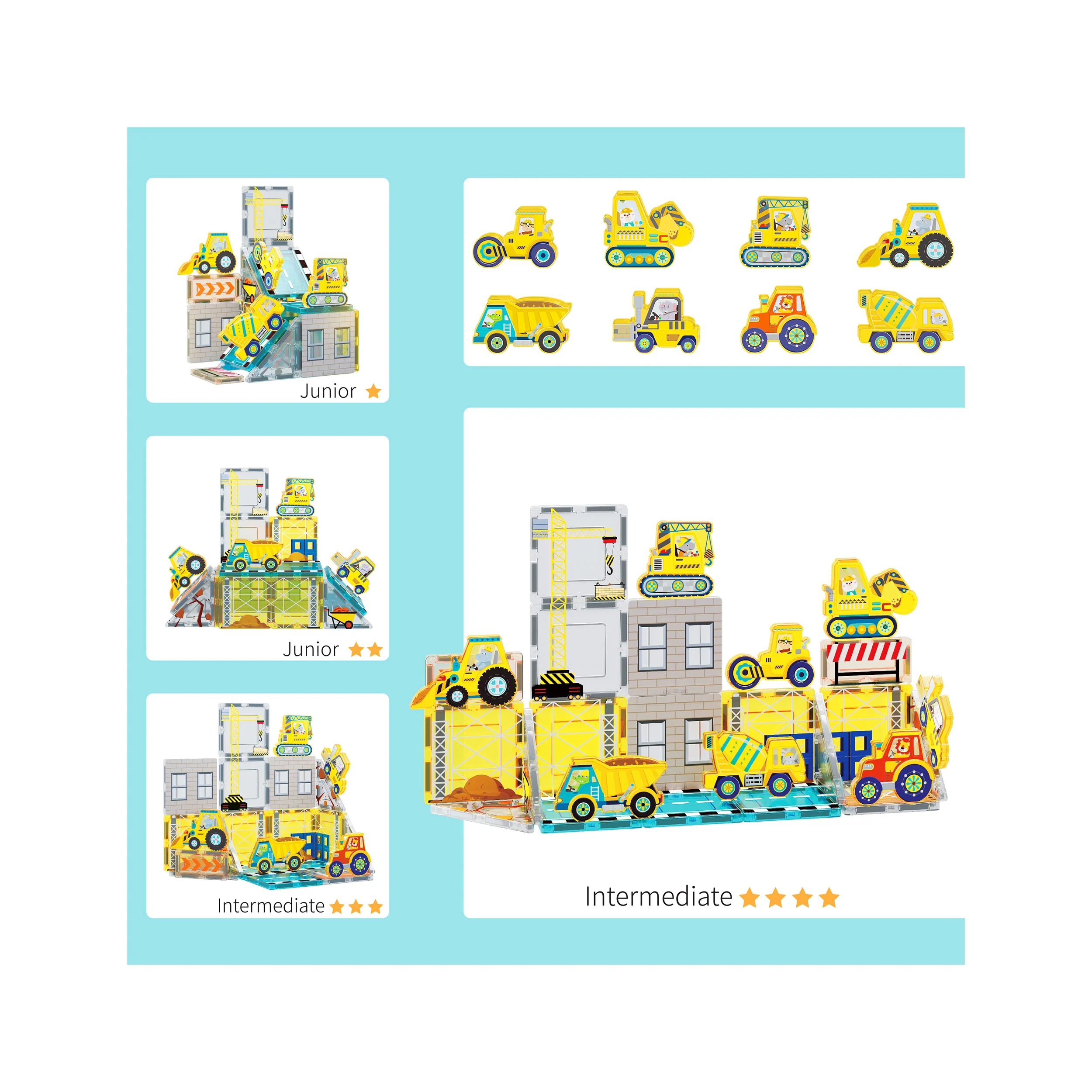 PicassoTiles Construction Crew Magnetic Building Blocks Set - Image 4