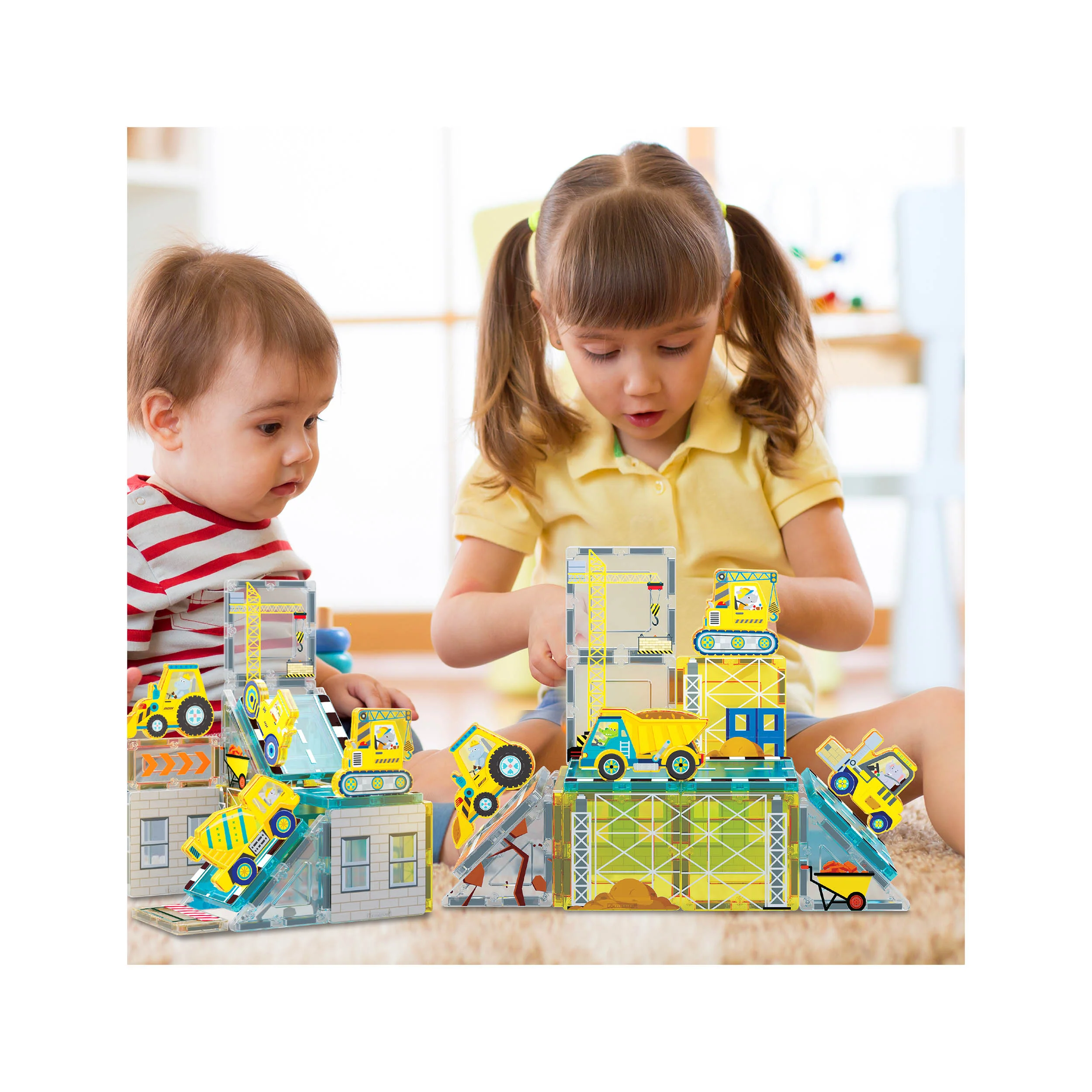 PicassoTiles Construction Crew Magnetic Building Blocks Set - Image 6