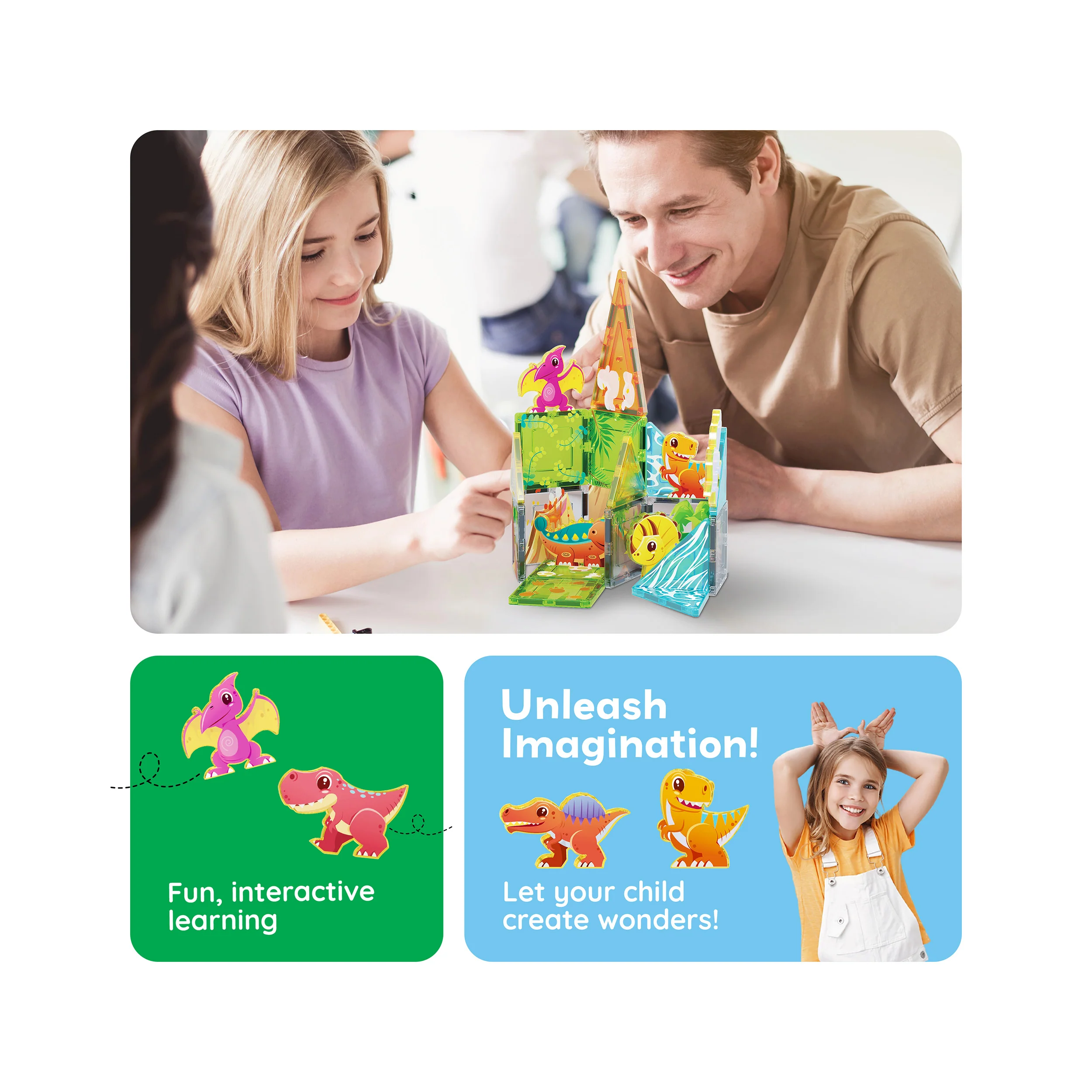 PicassoTiles Magnet Tiles 26pcs Building Blocks Dinosaur World Themed Playset - Image 5