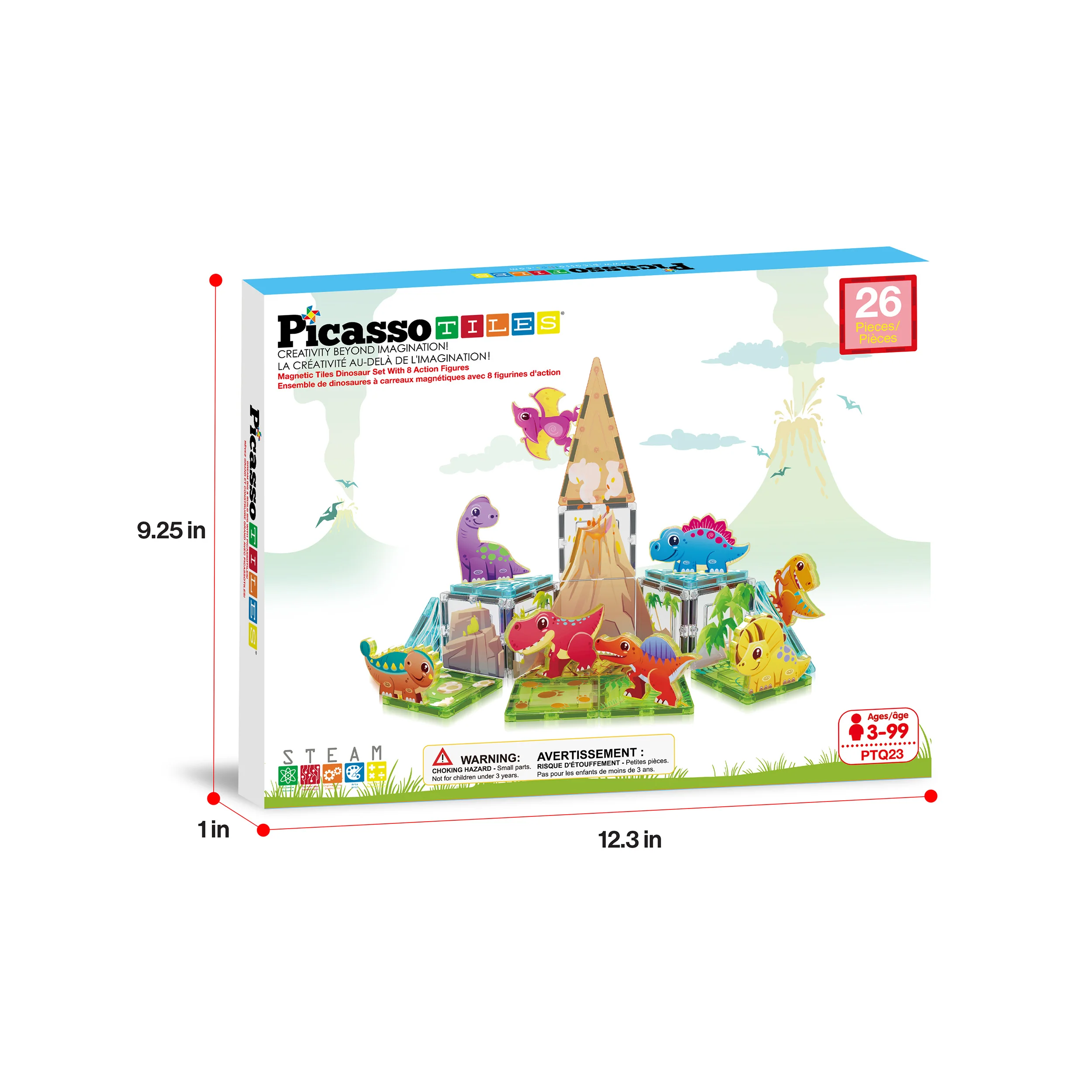 PicassoTiles Magnet Tiles 26pcs Building Blocks Dinosaur World Themed Playset - Image 9