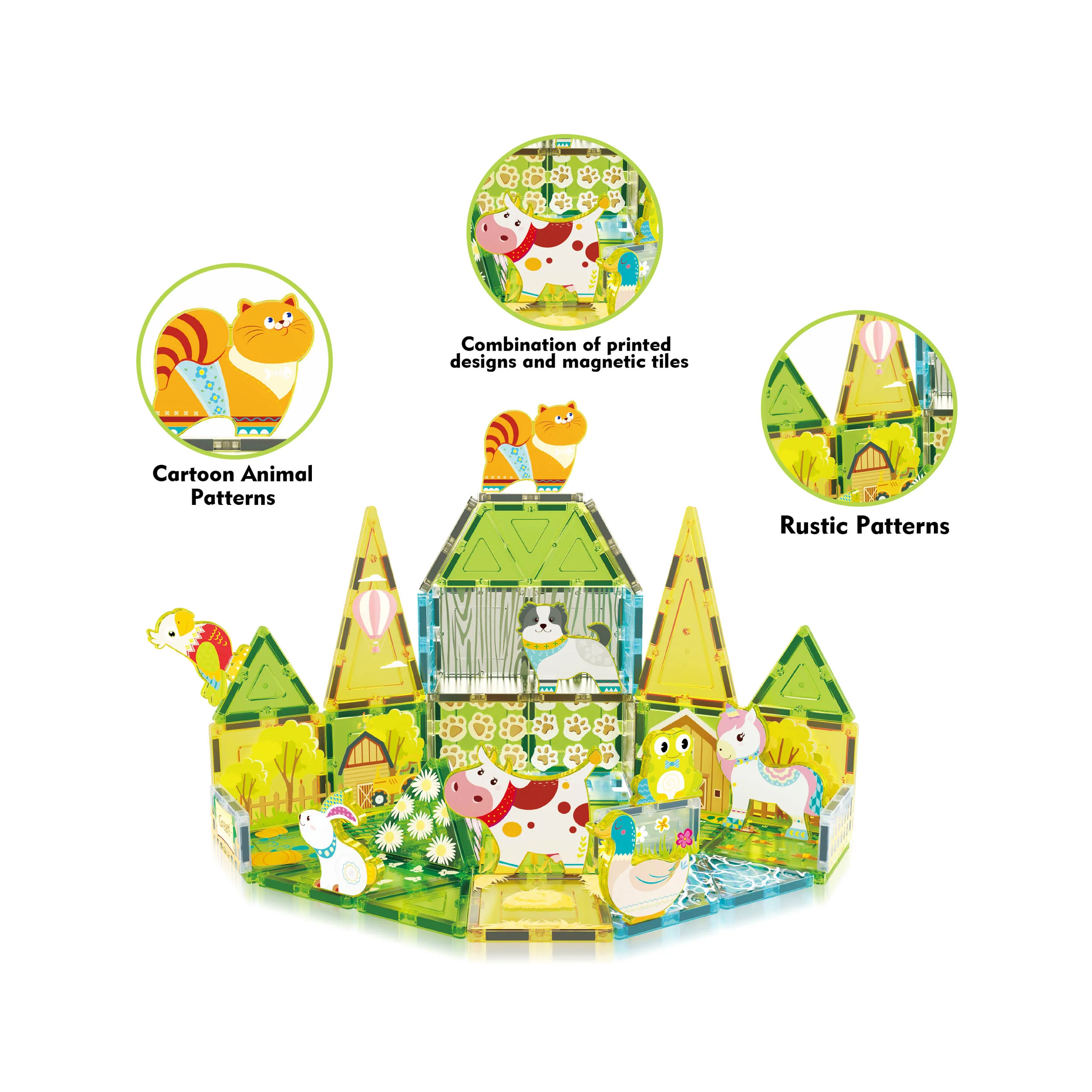 PicassoTiles Farm Animal Magnet Tile Building Blocks with Magnetic Characters - Image 3
