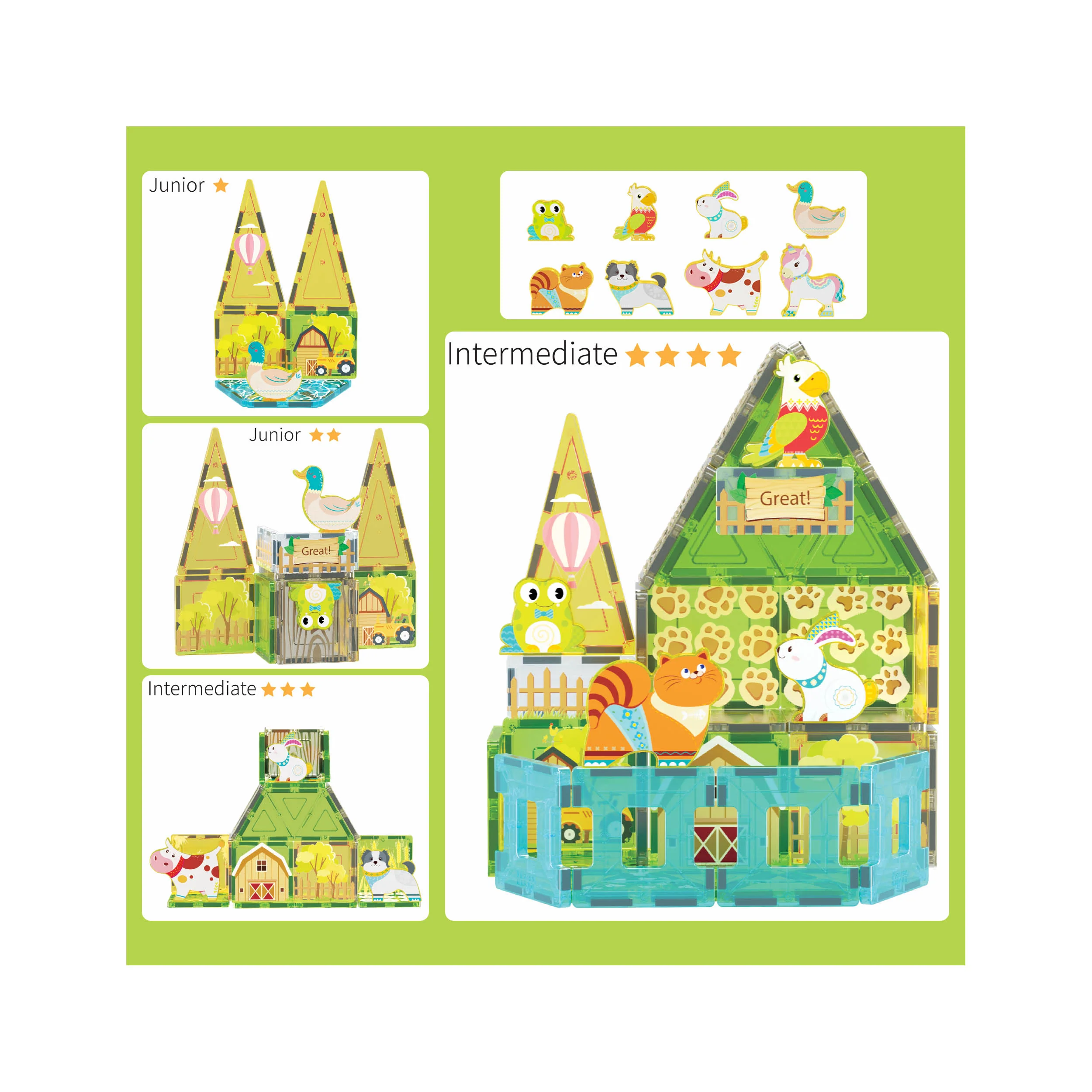 PicassoTiles Farm Animal Magnet Tile Building Blocks with Magnetic Characters - Image 5